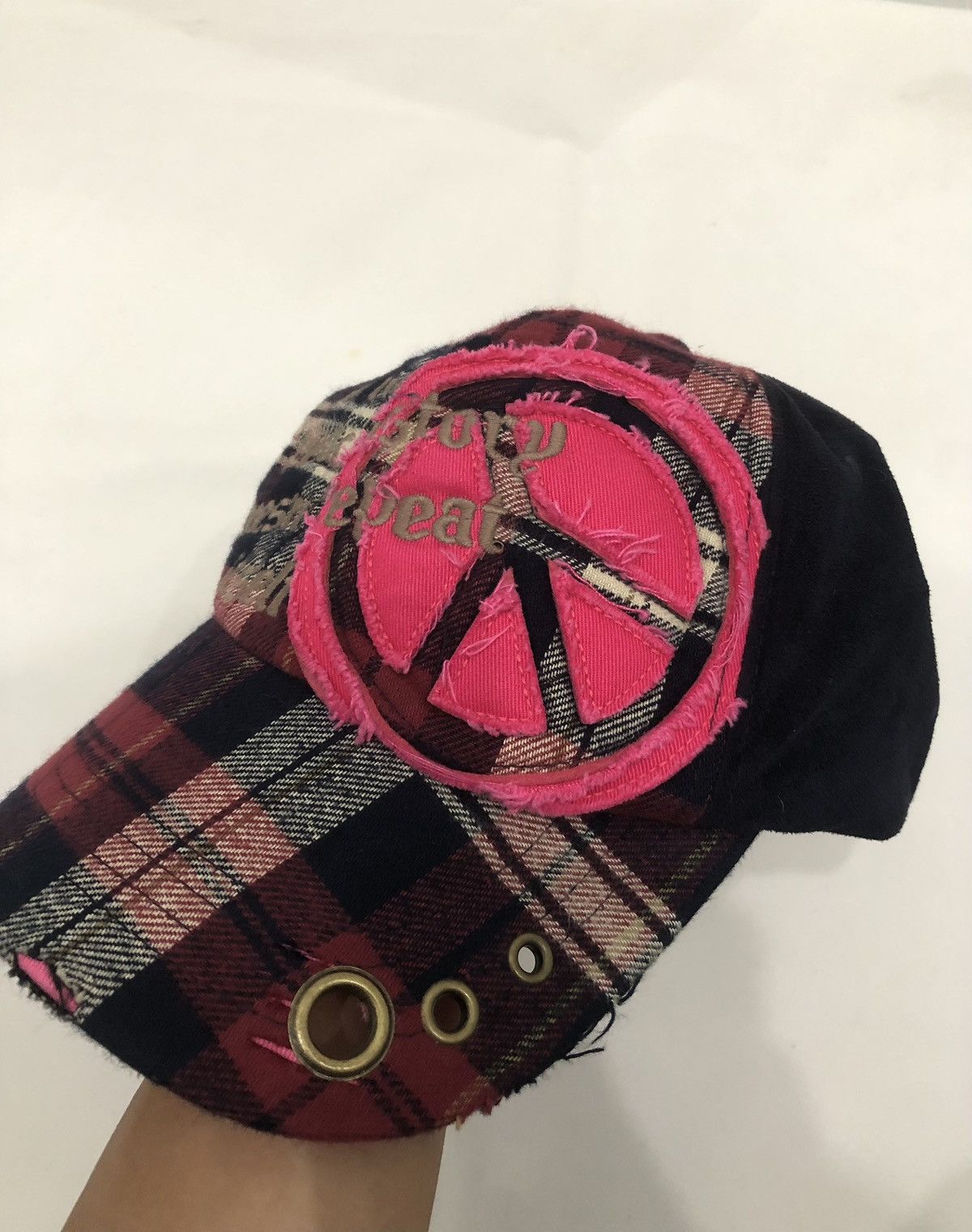 Beauty Beast × Hysteric Glamour × Japanese Brand Distressed Studded Poem Japanese Cap Rock Punk Style Size ONE SIZE - 3 Thumbnail