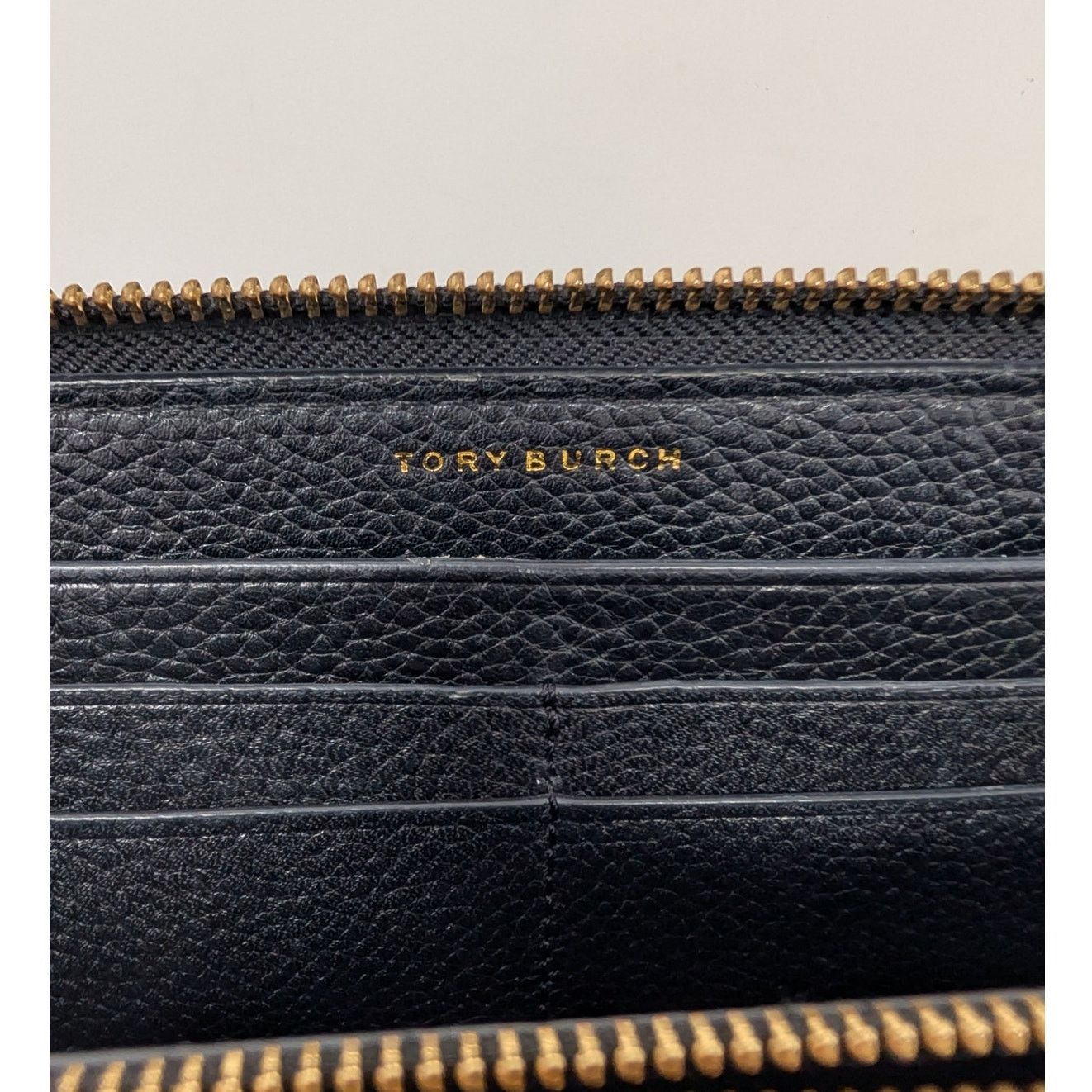 Tory Burch Tory Burch Black Leather Wallet Pebbled Logo Continental Size ONE SIZE - 3 Thumbnail