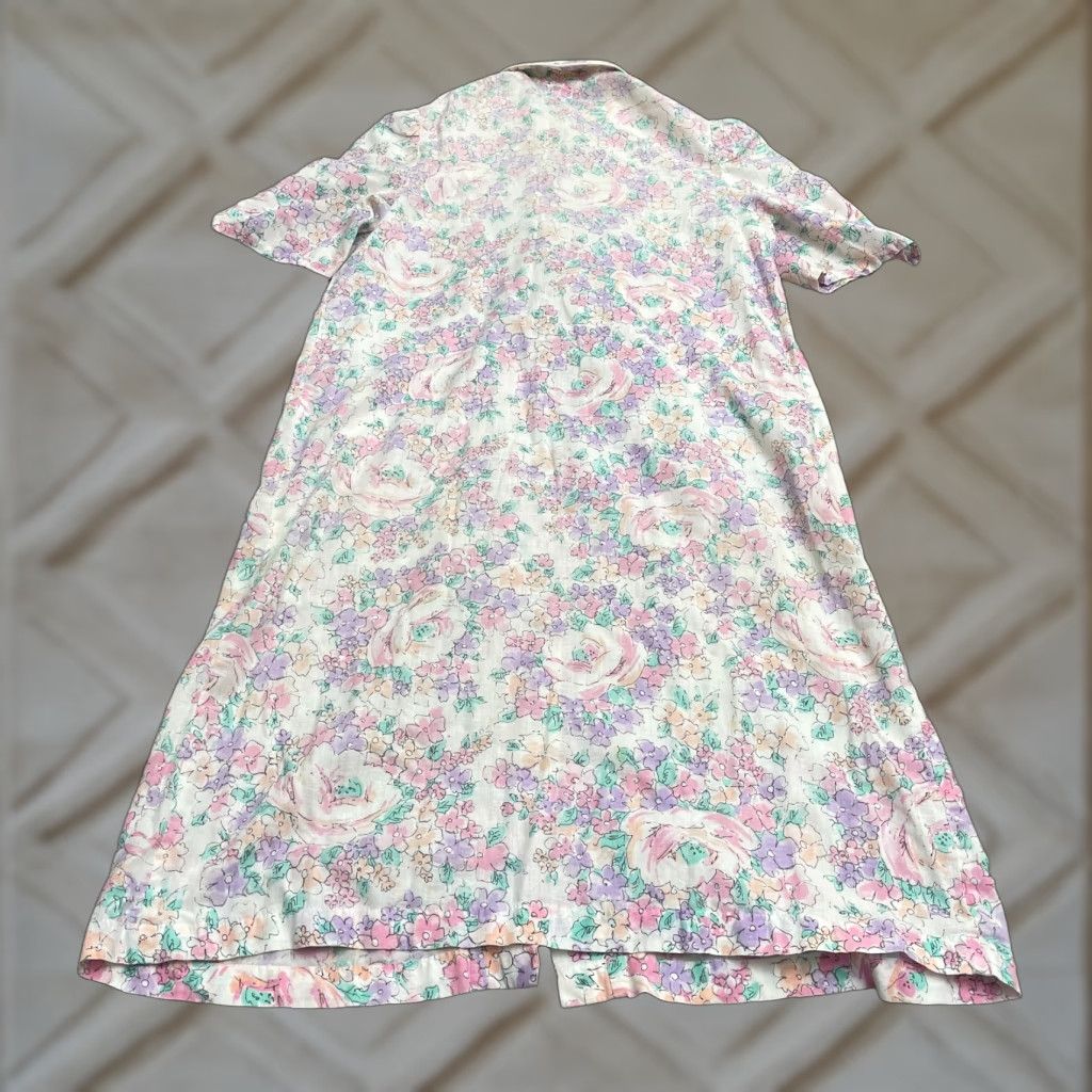 Vintage Hampton Dress Vintage Sleep Nightgown Womens M Multi Floral Short Sleeve Snap Knit Cotton Green 80s 90s Classic Nightwear Mens Womens Size M / US 6-8 / IT 42-44 - 1 Thumbnail