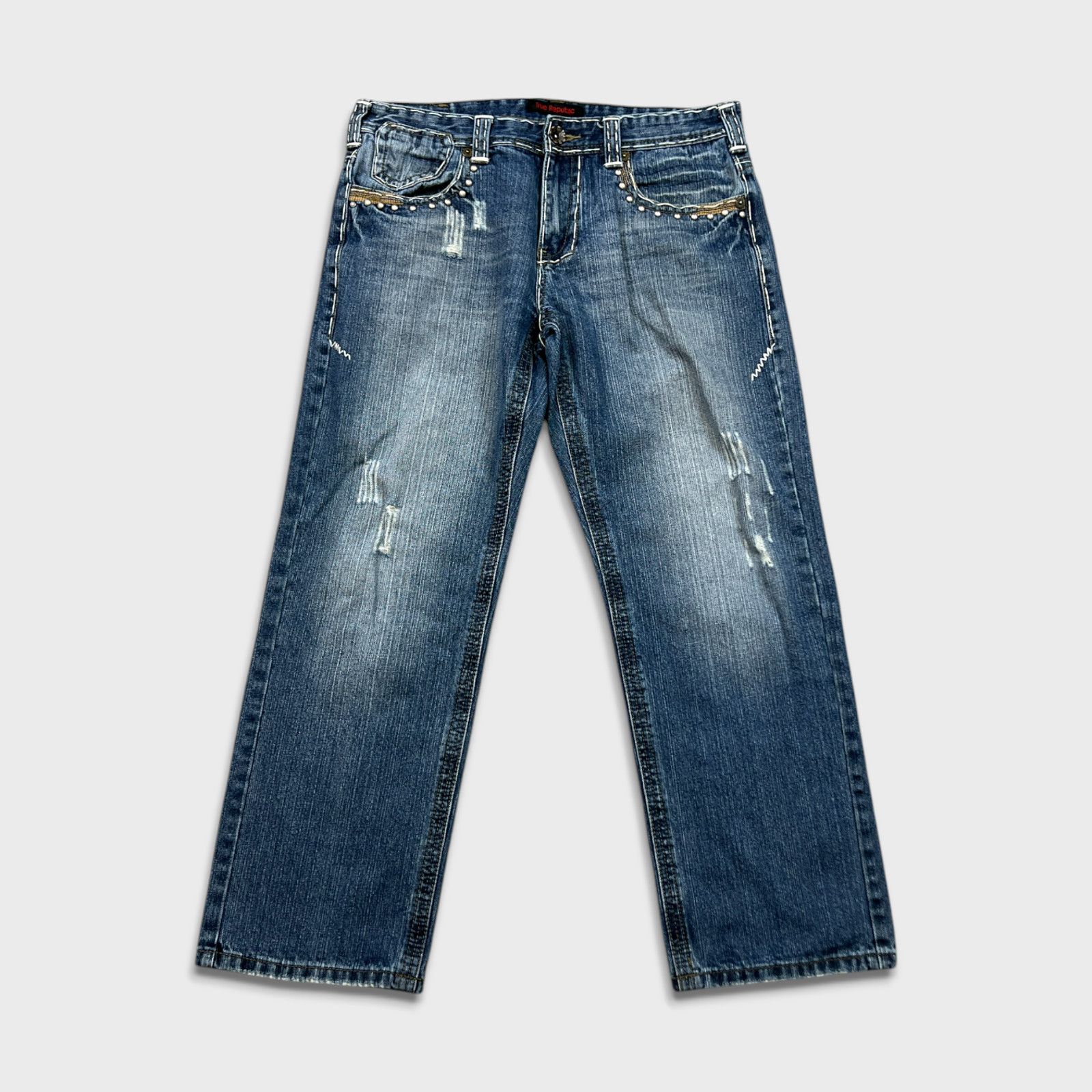Vintage Vintage True Republic Jeans 34x30 Straight Baggy Denim Pants Size US 34 / EU 50 - 1 Thumbnail
