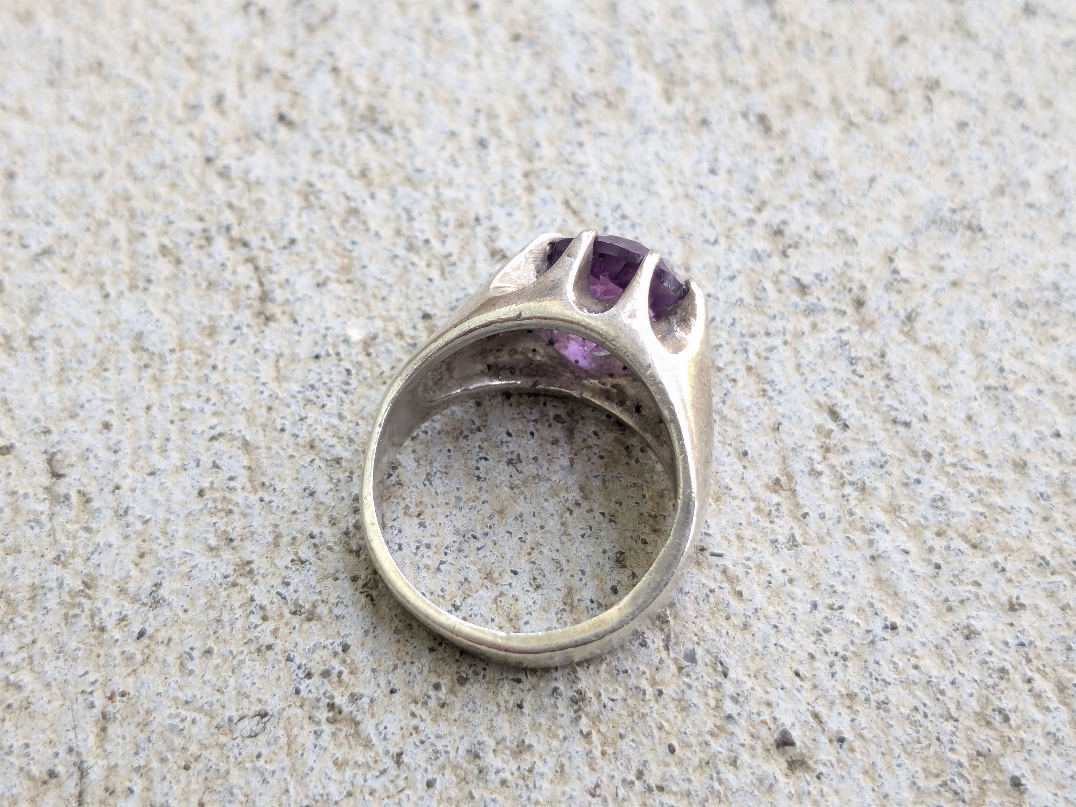 Other Vintage Sterling Silver Ring Purple Amethyst 7 Round Faceted Size ONE SIZE - 9 Thumbnail