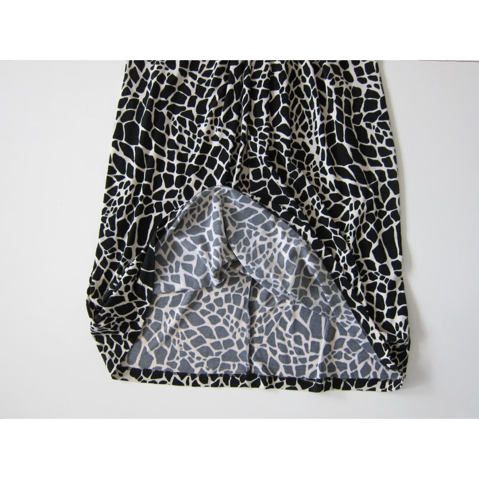 Vintage En Focus Studio Black White Zebra Ruffle Stretch Empire Slip Sun Tank Dress 14 Size XL / US 12-14 / IT 48-50 - 7 Thumbnail