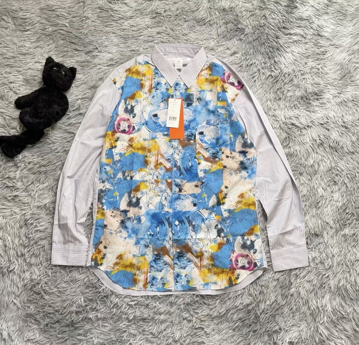 Comme des Garcons White Abstract Print Long Sleeve Button-Up Shirt Size US M / EU 48-50 / 2 - 1 Thumbnail