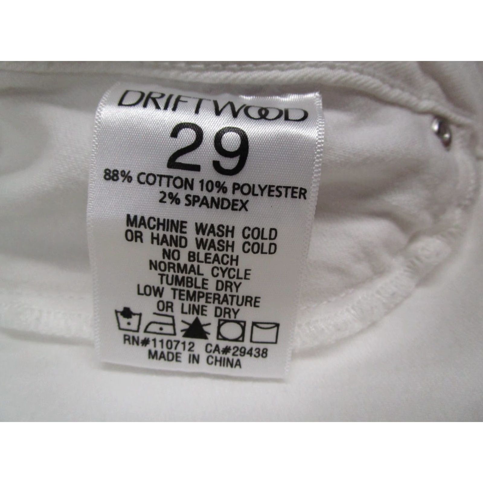 Vintage Driftwood Jeans Woman White Colette Cropped Denim 29x26 Mid Rise Embroidered Cuff 5-Pocket Cotton Blend Modern Bohemian City Hipster Retro Womens Size 29" - 4 Thumbnail