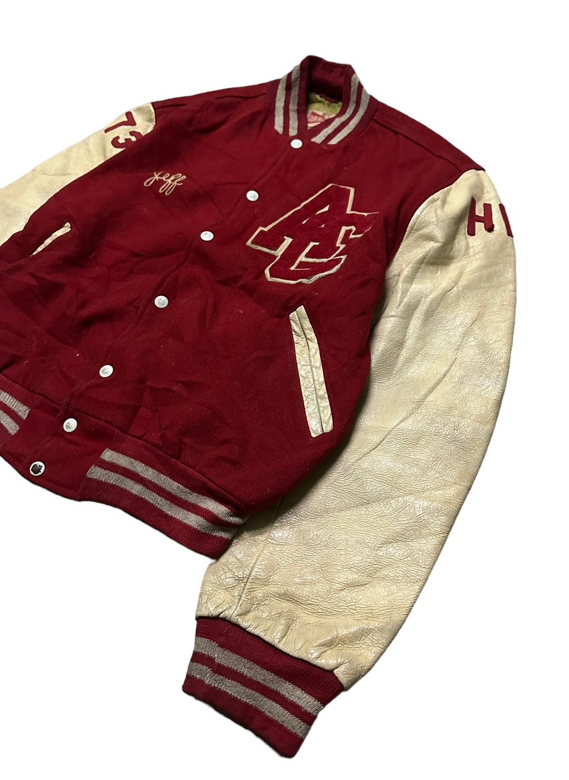 Vintage vintage 70s Apachee Wrestling wool leather varsity jacket Size US XL / EU 56 / 4 - 4 Thumbnail