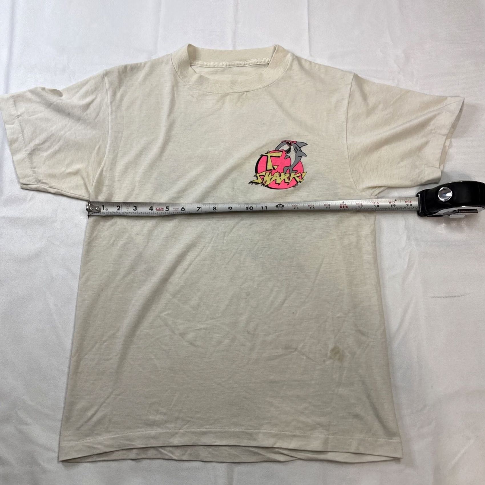 Vintage VINTAGE 1988 T Shark Surf Shark T Shirt Medium Beach White Mens M Graphic Surfer Theme 90s? Size US M / EU 48-50 / 2 - 4 Thumbnail