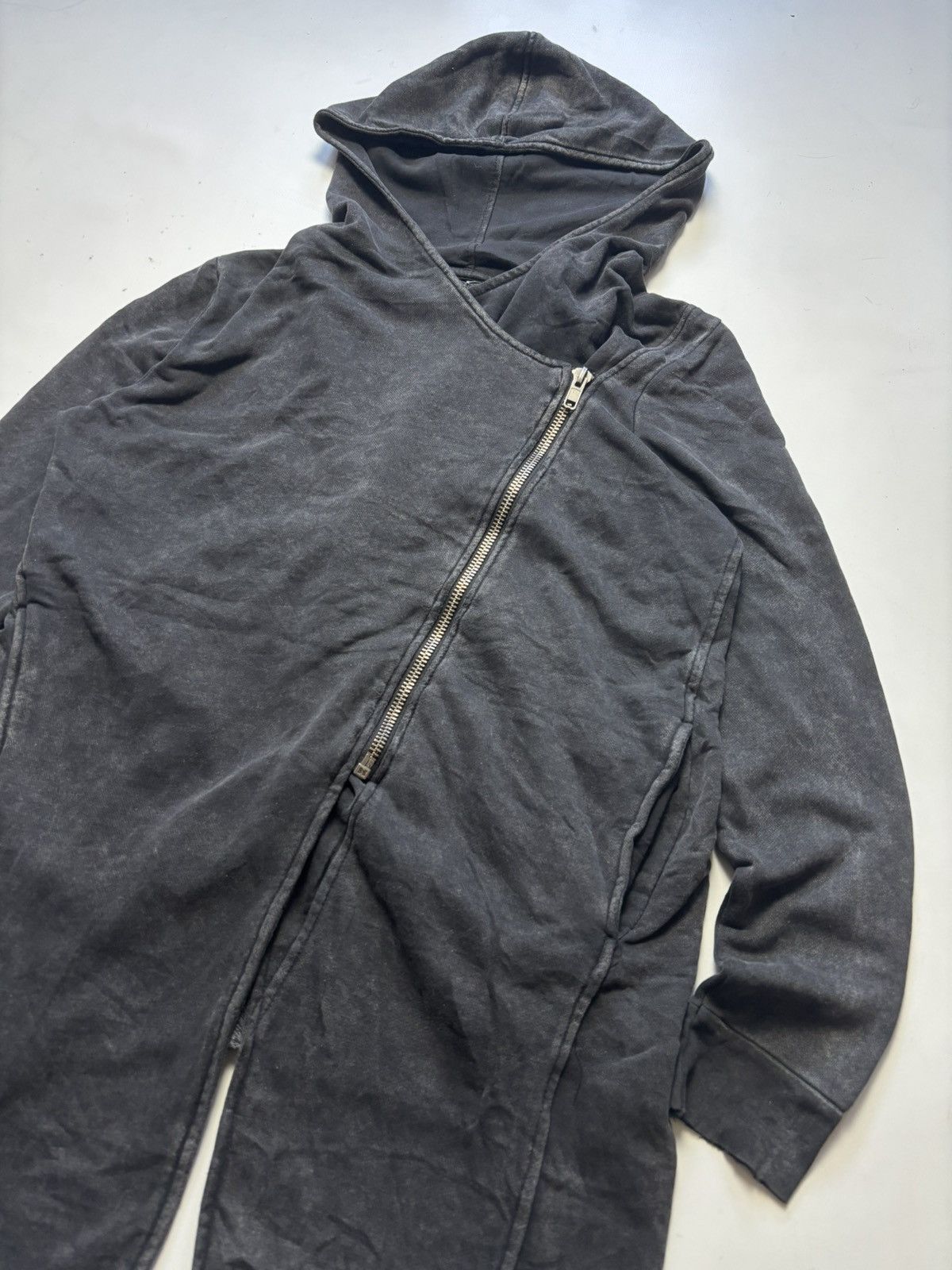 If Six Was Nine Avant garde washed asymmetric zip hoodie Rick Owens style Size M / US 6-8 / IT 42-44 - 2 Thumbnail