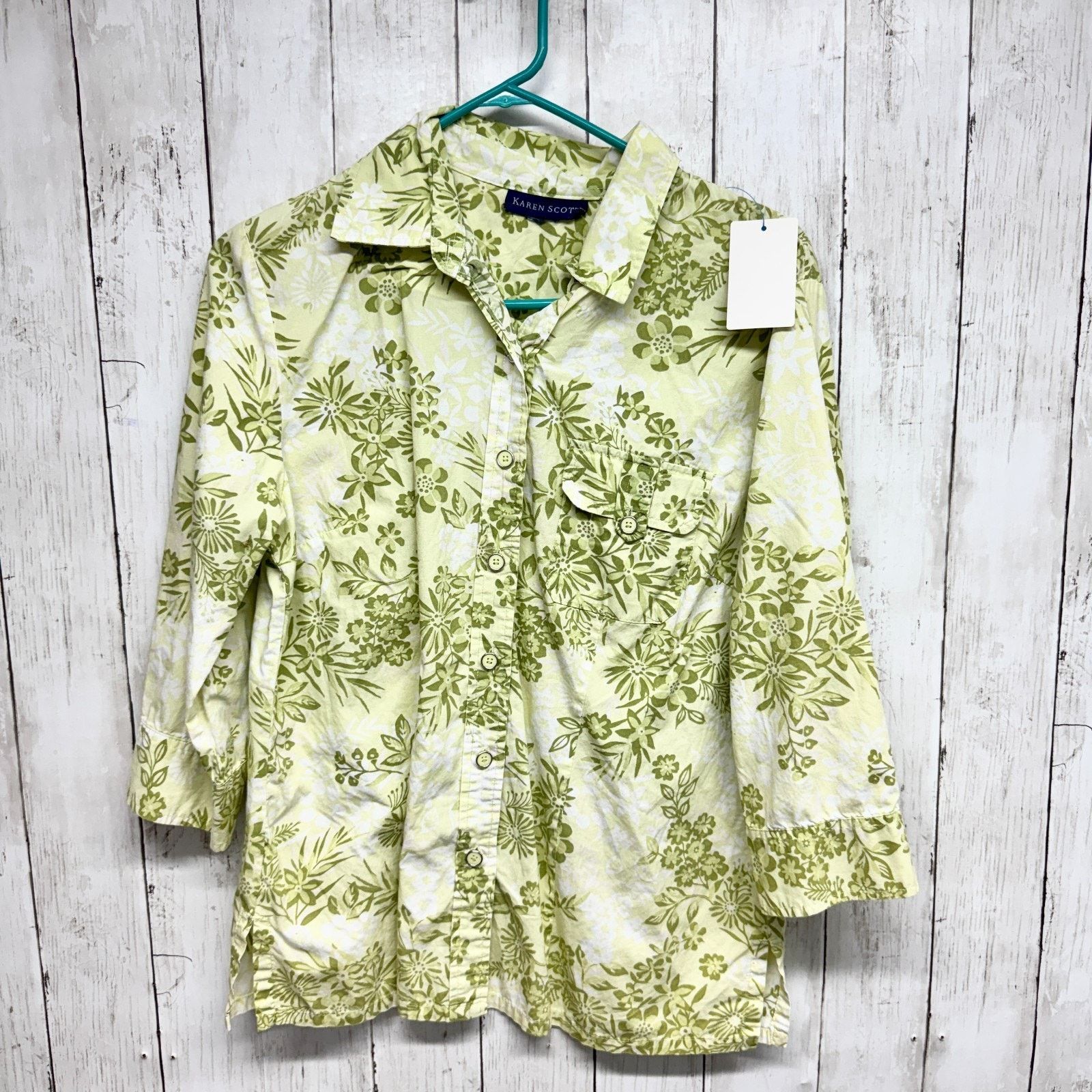 Other Karen Scott Shirt Chest 40" Button Front 3/4 Sleeve Blouse Size L / US 10 / IT 46 - 1 Thumbnail