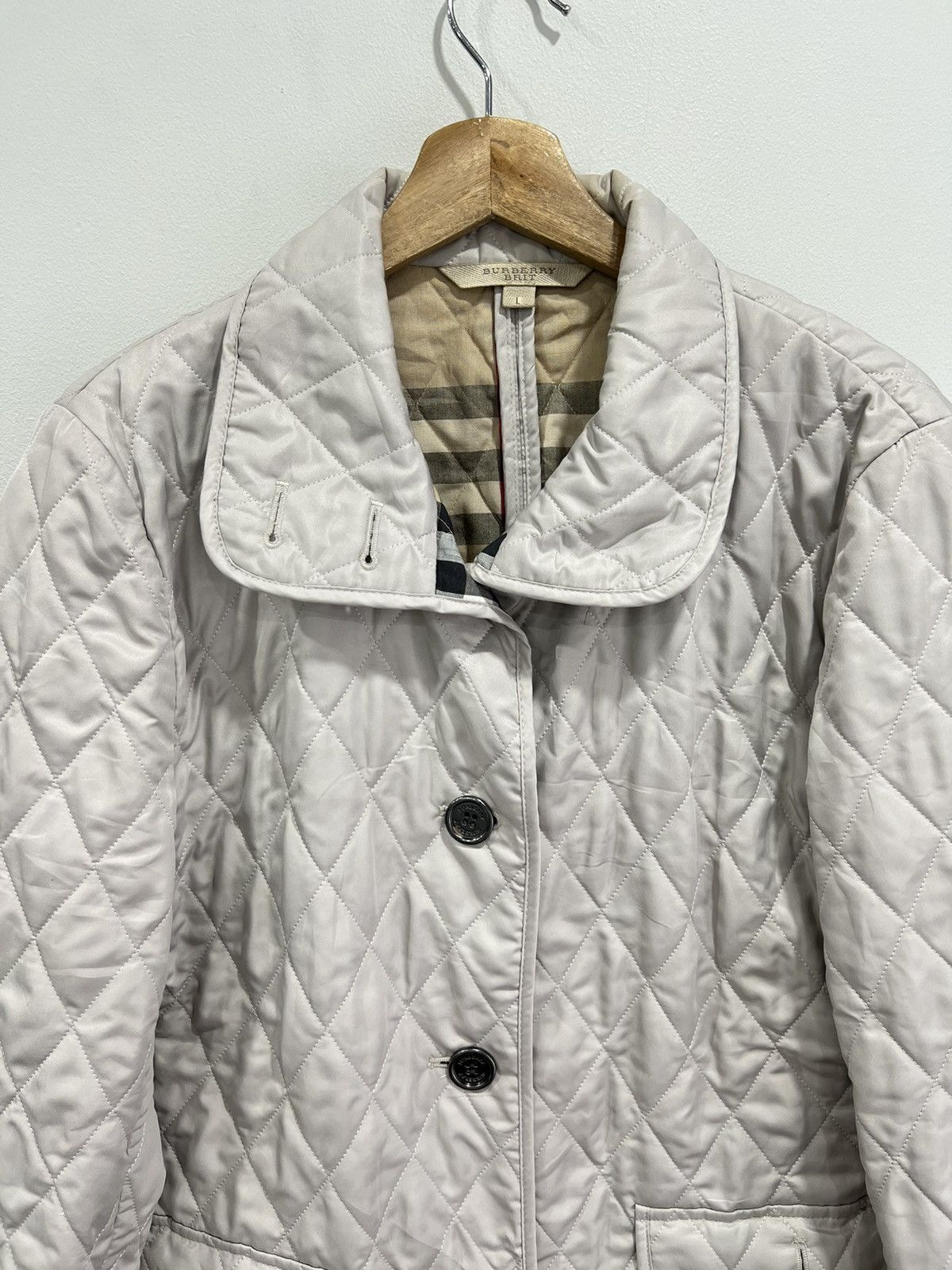Burberry Womens Burberry Brit Diamond Quilted Jacket Nova Check Size L / US 10 / IT 46 - 4 Thumbnail