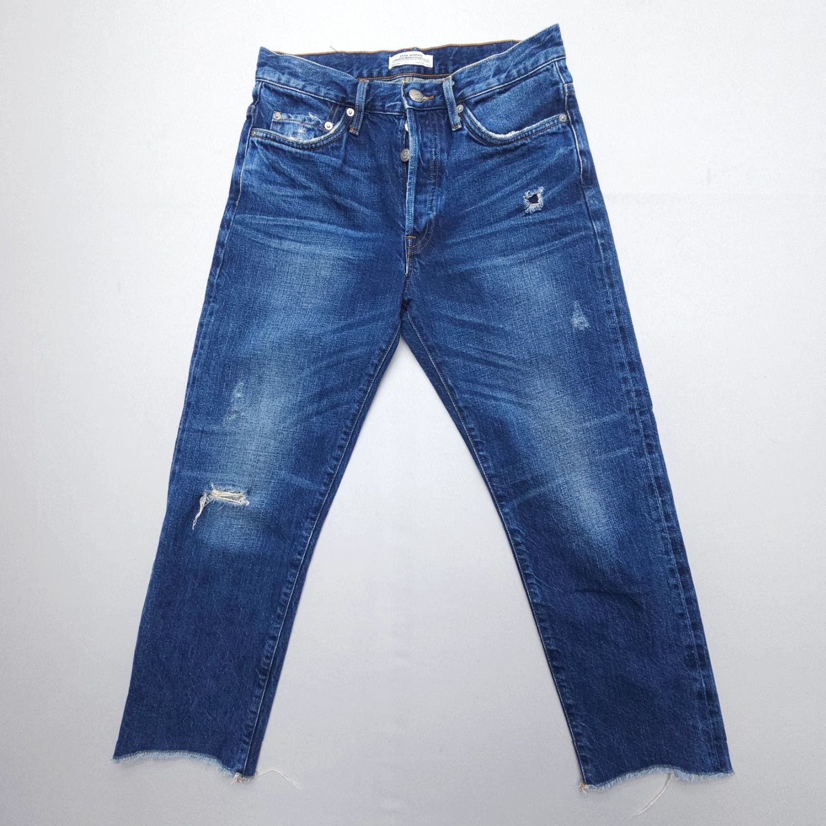 Zara Zara Jeans Women City Denim Dark Premium High Rise Crop 2 28 in Dark Blue 5-Pocket Regular Cropped Vintage No Size 26" / US 2 / IT 38 - 3 Thumbnail
