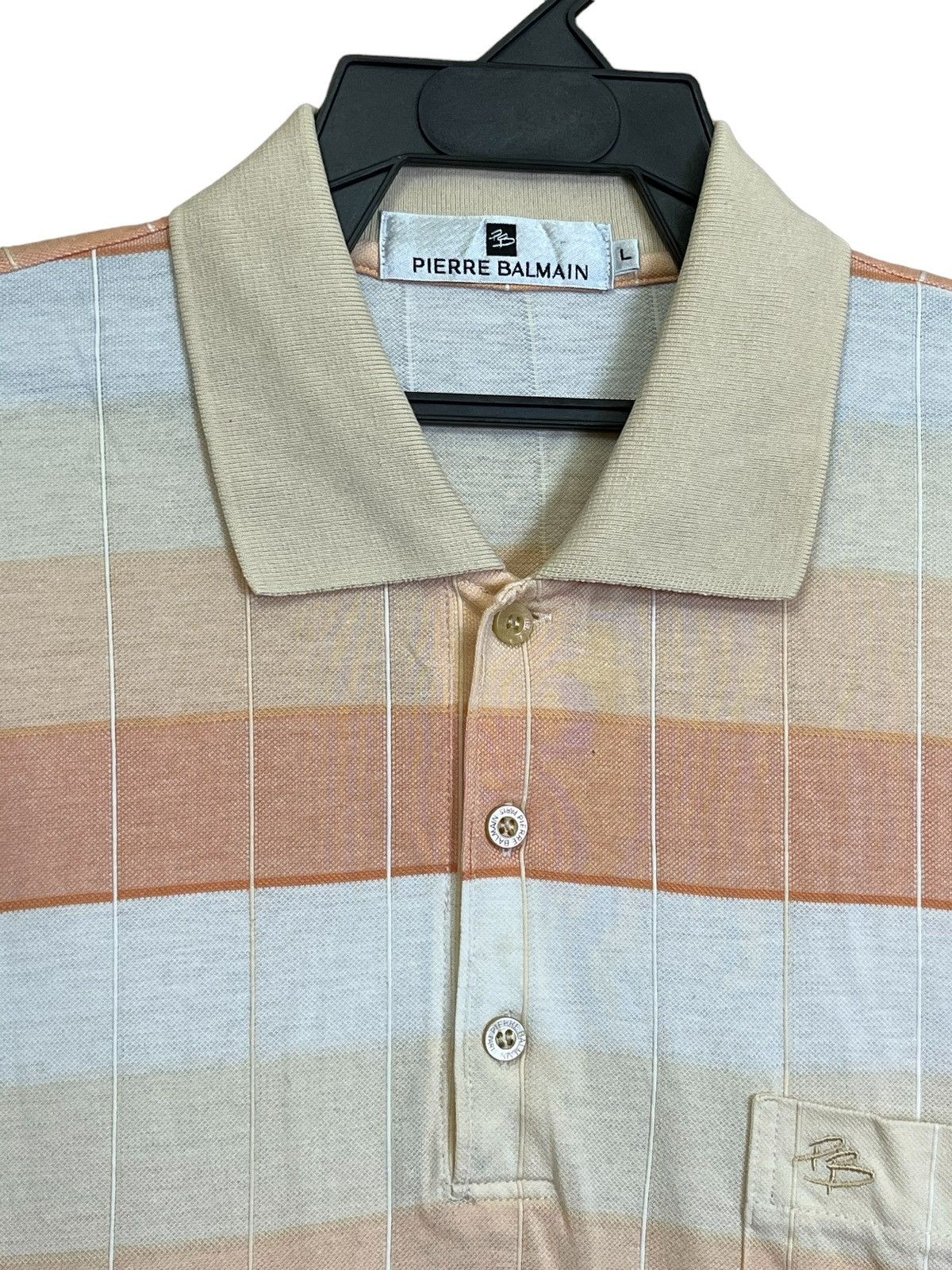 Balmain NICE🔥VINTAGE PIERRE BALMAIN STRIPED LONG SLEEVE POLO SHIRT Size US L / EU 52-54 / 3 - 3 Thumbnail