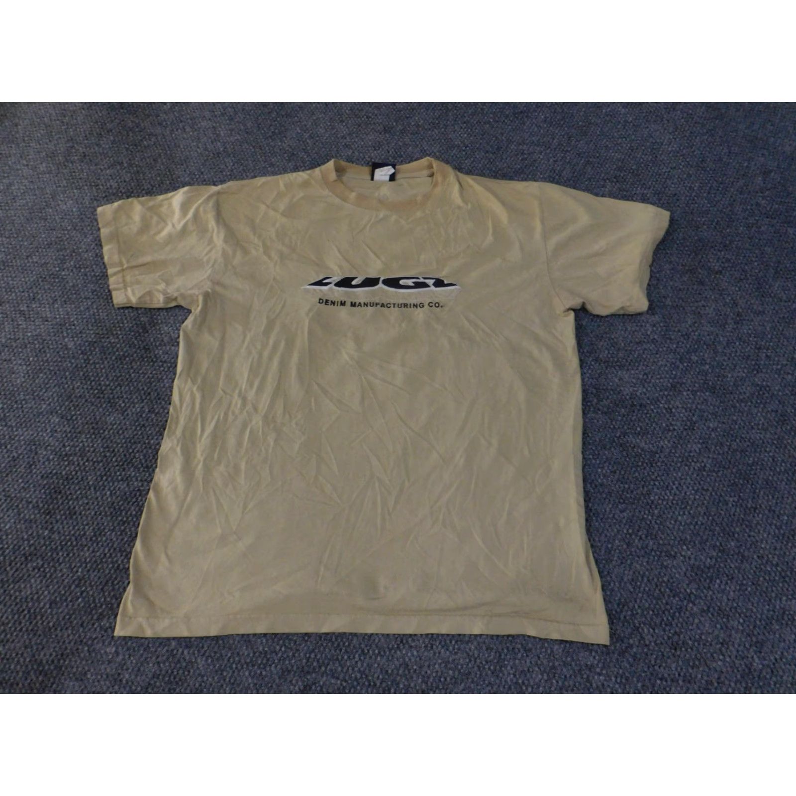 Lugz VINTAGE Lugz Shirt Mens XL Tan Denim Manufacturing Co Graphic Tee 90s Hip Hop Size US XL / EU 56 / 4 - 2 Thumbnail
