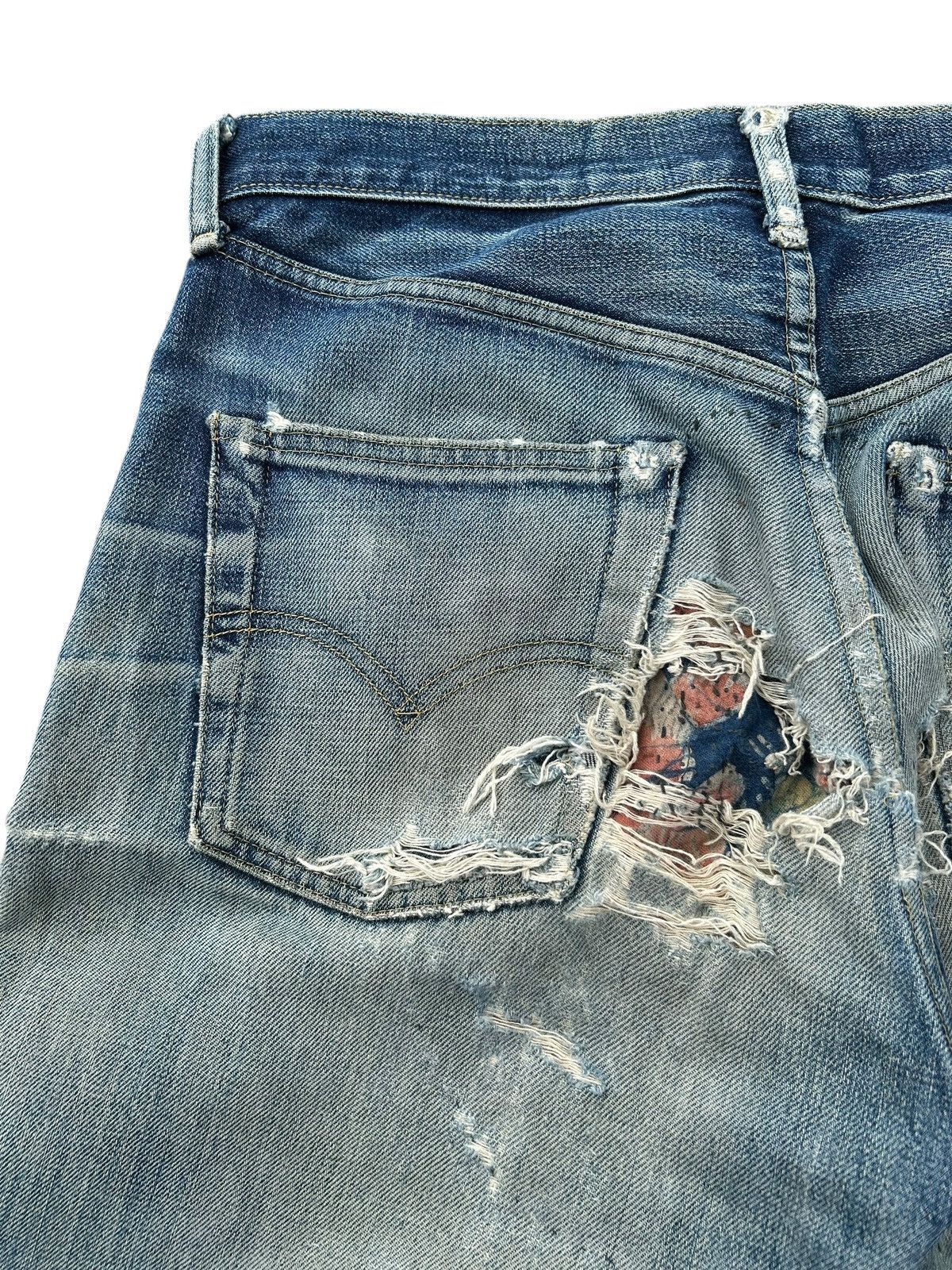 Kapital Thrashed Vintage Levis big E Selvedge Repair Denim Jeans Size US 32 / EU 48 - 15 Thumbnail