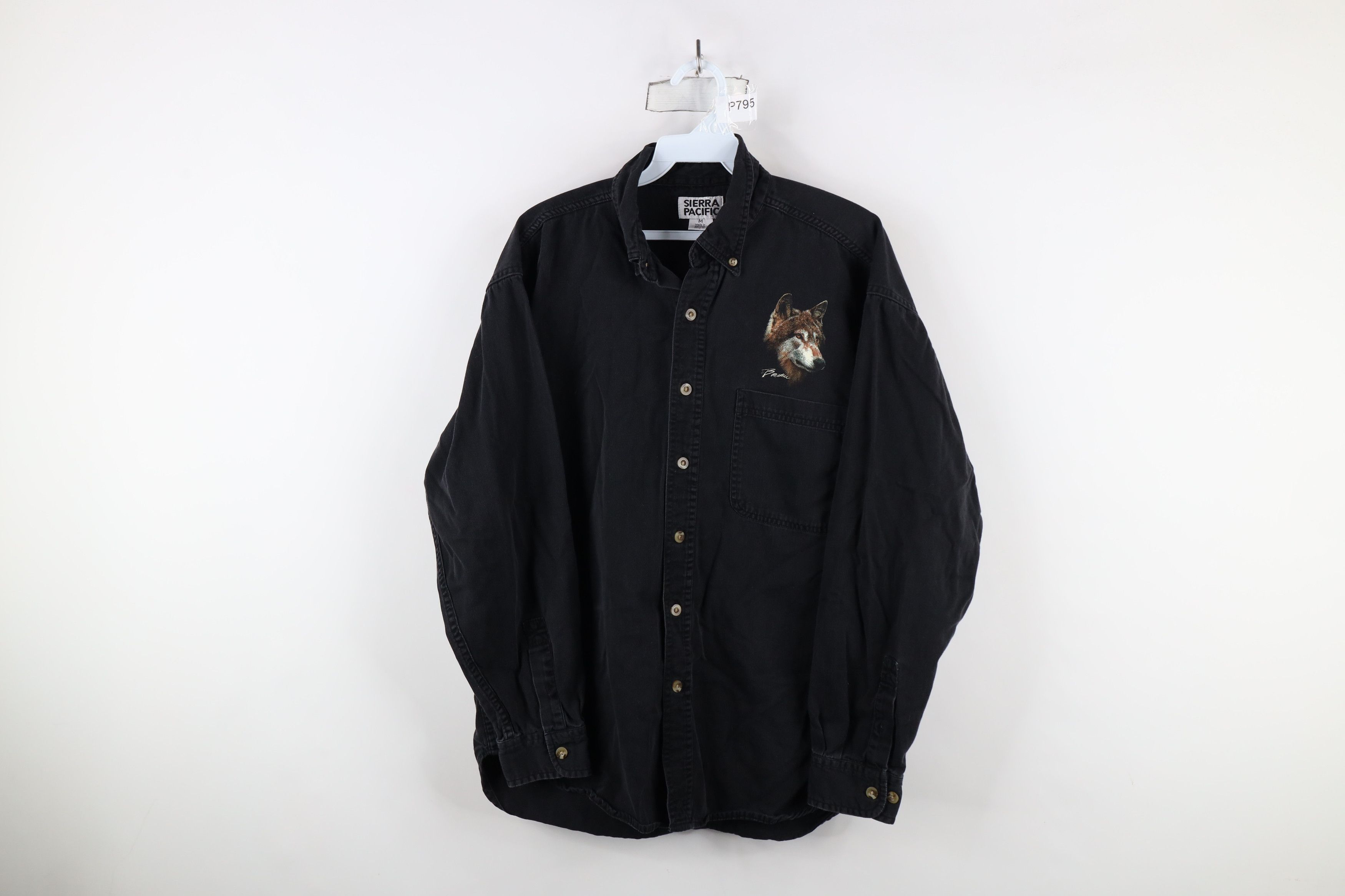 Vintage Vintage 90s Streetwear Wolf Collared Button Down Shirt Size ONE SIZE - 1 Thumbnail