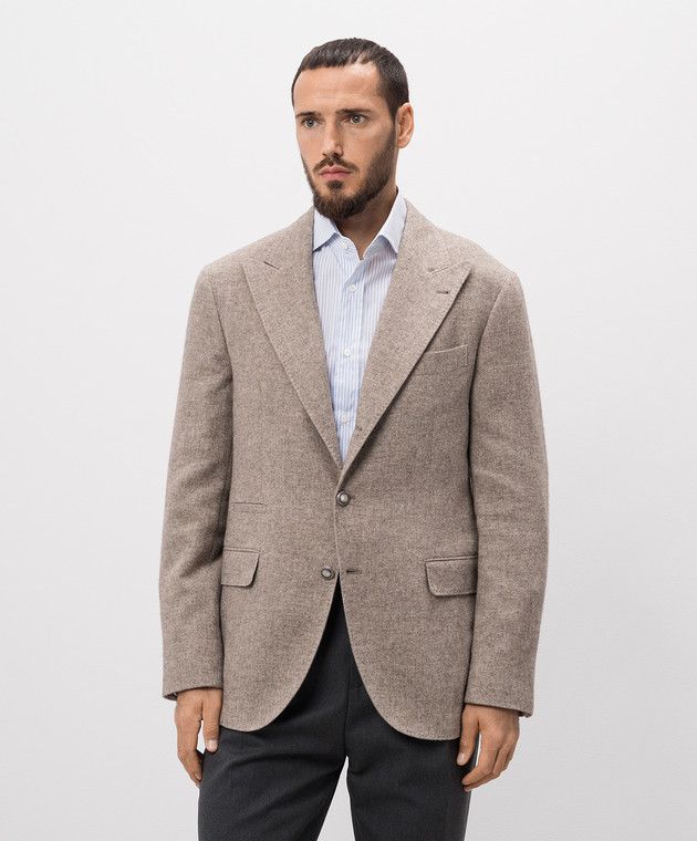 Brunello Cucinelli o1w1db10126 Yak Wool Jacket in Beige Size US M / EU 48-50 / 2 - 1 Thumbnail