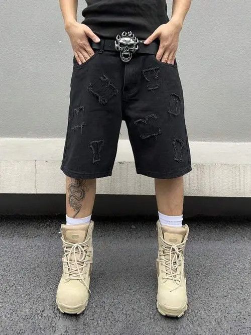 Japanese Brand Kurihara x Risa Distressed Y2k Shorts Jorts Denim Size US 32 / EU 48 - 6 Thumbnail