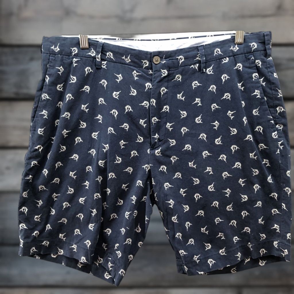 Polo Ralph Lauren Polo Ralph Lauren Classic Fit Linen Blend Shorts Mens 36 Blue Swordfish Print Chino Casual Summer Front Pockets Size US M / EU 48-50 / 2 - 1 Thumbnail