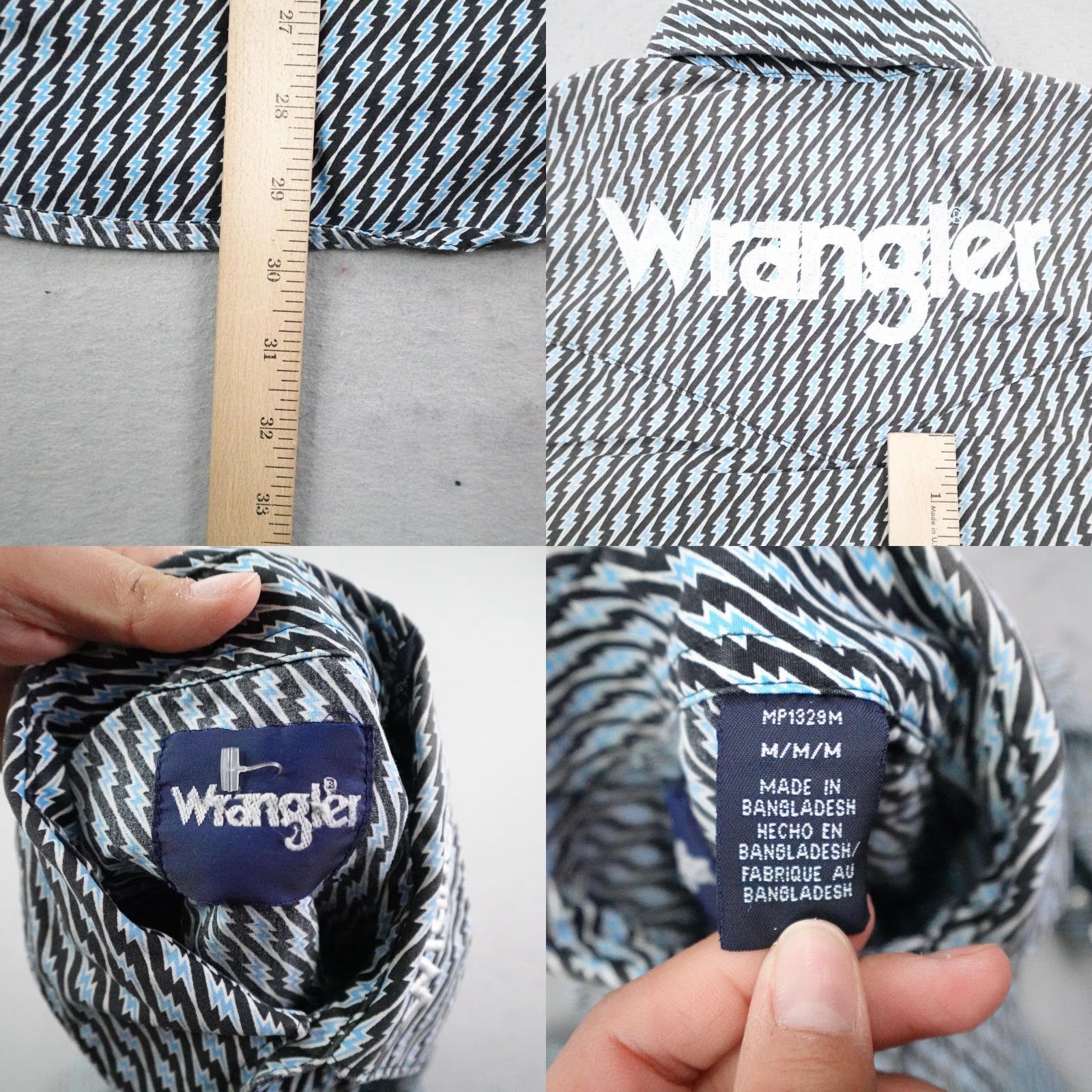 Wrangler VTG Wrangler Shirt Medium Blue Lightning Western Pearl Snap Embroidered Rodeo Mens M Size Regular Cotton Button-Up Long Sleeve Size US M / EU 48-50 / 2 - 8 Thumbnail