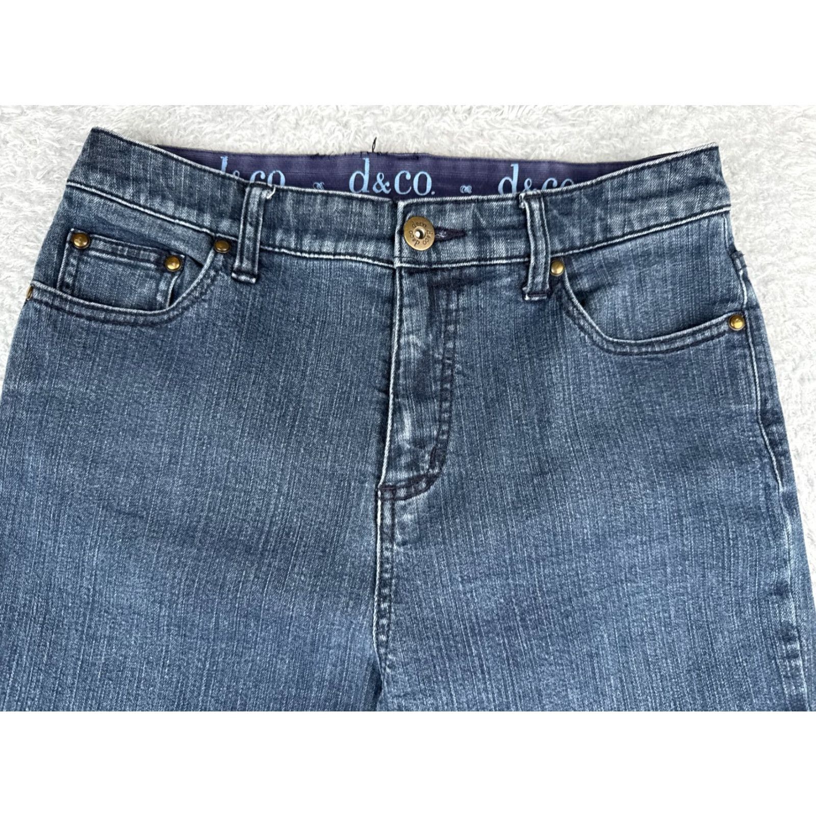 Vintage D&Co Jeans Womens 6 Blue Denim Bootcut Comfort Waist High Cotton Blend 28x28 Zipper Button Distressed 5-Pocket Size 28" / US 6 / IT 42 - 4 Thumbnail