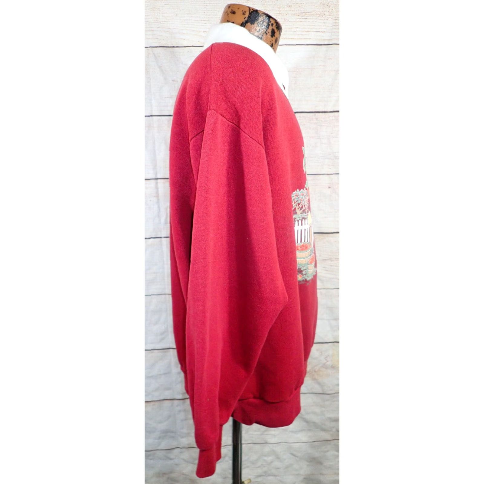 Vintage VINTAGE Morning Sun COLLARED Graphic Sweatshirt 2XL USA Apple Harvest Nature Red Cotton Blend Polyester Blend Garden Trees Little Birds USA 2XL 47 Size XXL / US 16-18 / IT 52-54 - 7 Thumbnail