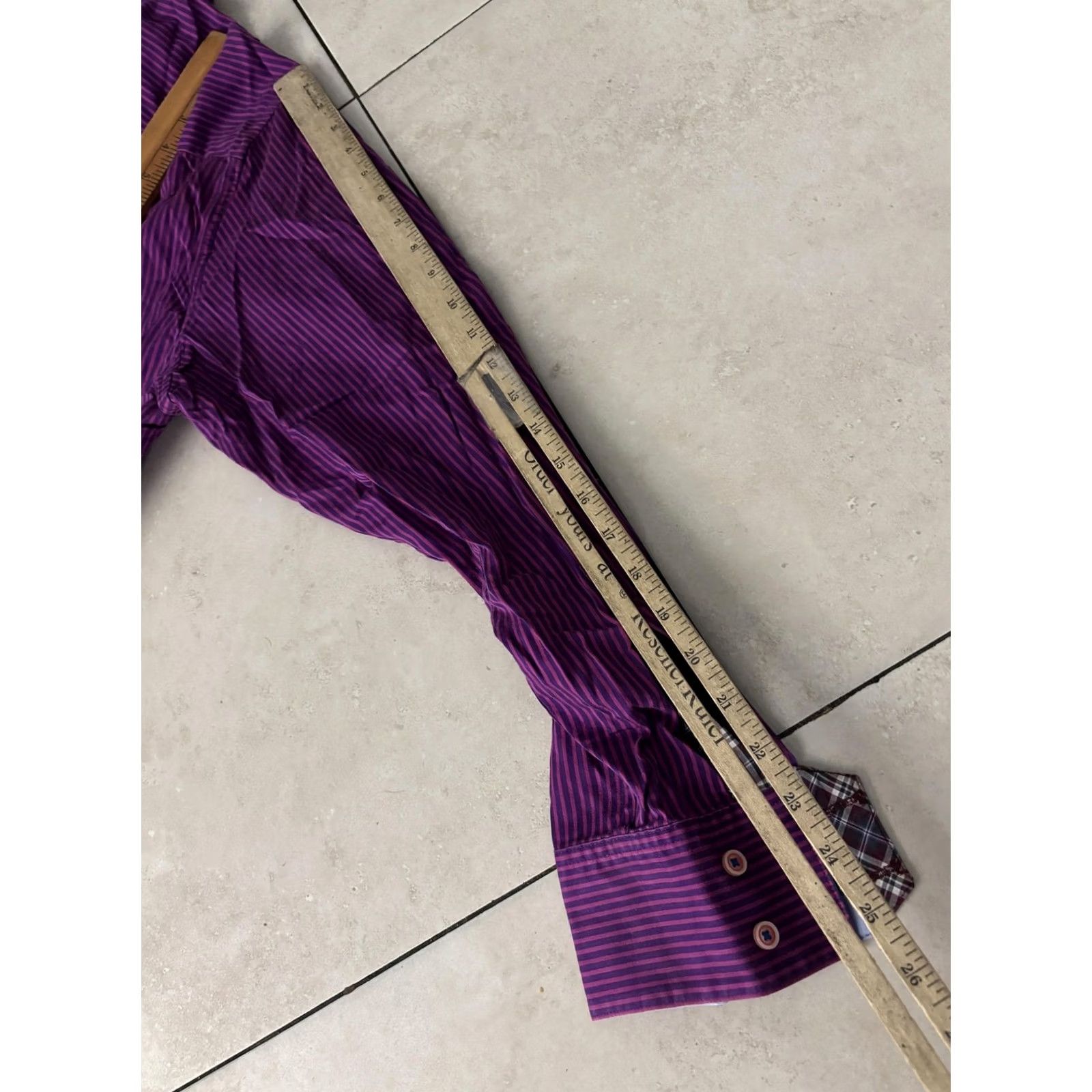 Robert Graham Robert Graham X Shirt Mens 2XL Purple Striped Button Front Contrast Cuff Trim Size US XXL / EU 58 / 5 - 8 Thumbnail
