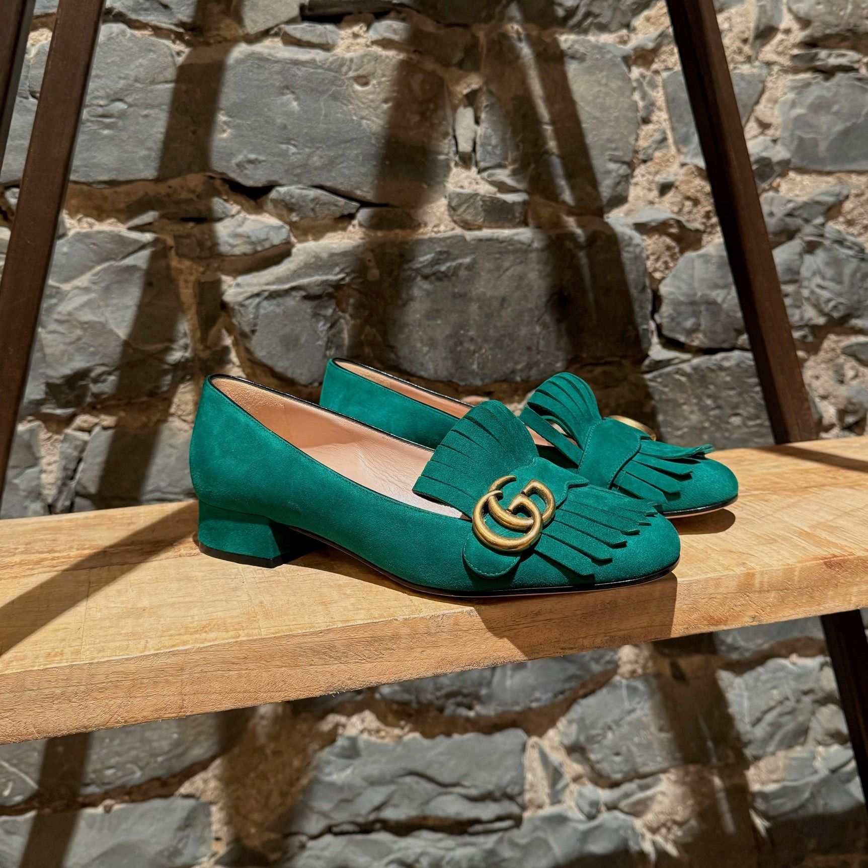 Gucci Gucci Green Suede Fringe Marmont Pumps 37 IT - 7 US Size US 7 / IT 37 - 1 Thumbnail