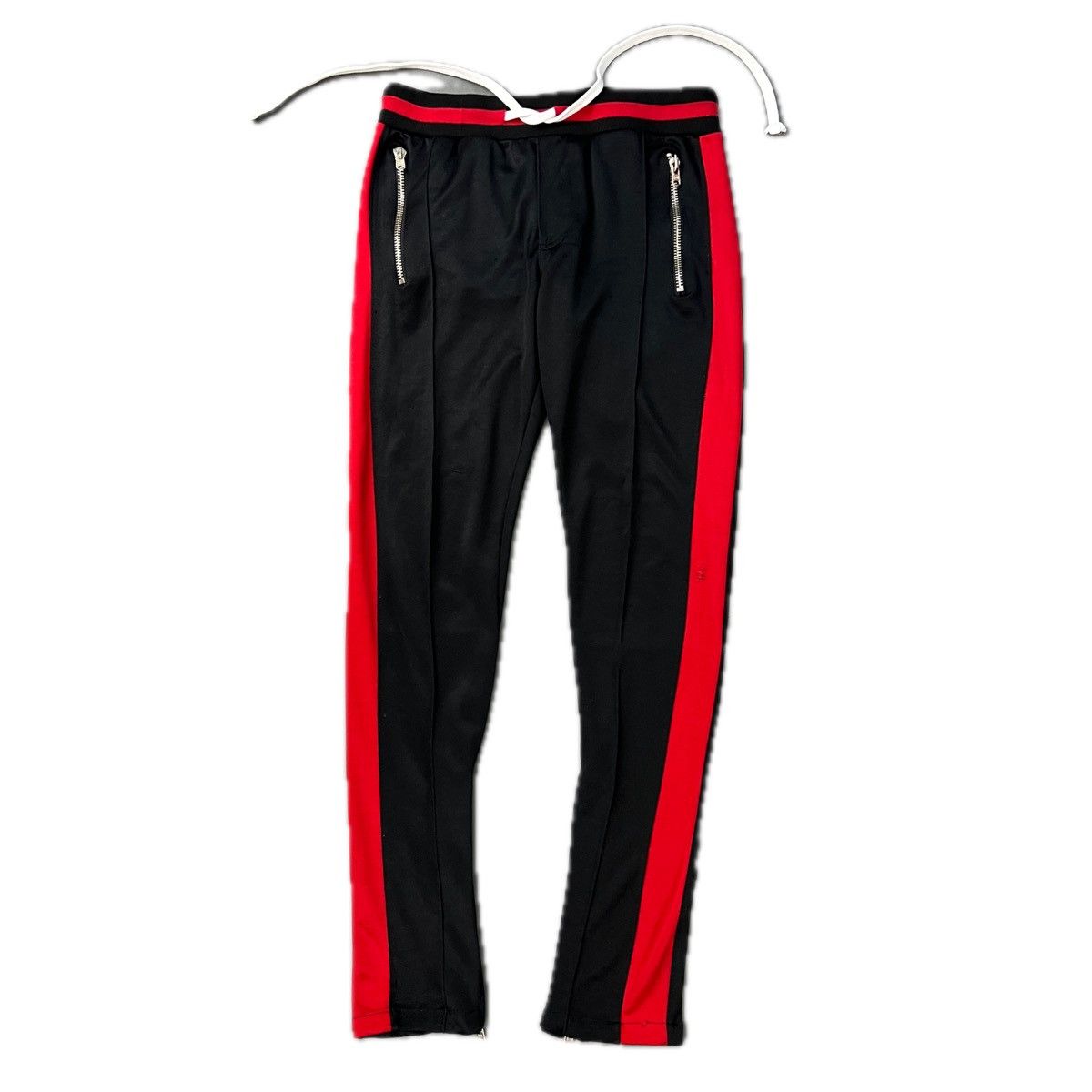 Designer Red and Black Pinstripe Zip Leg Sweatpants Size US 31 - 3 Thumbnail