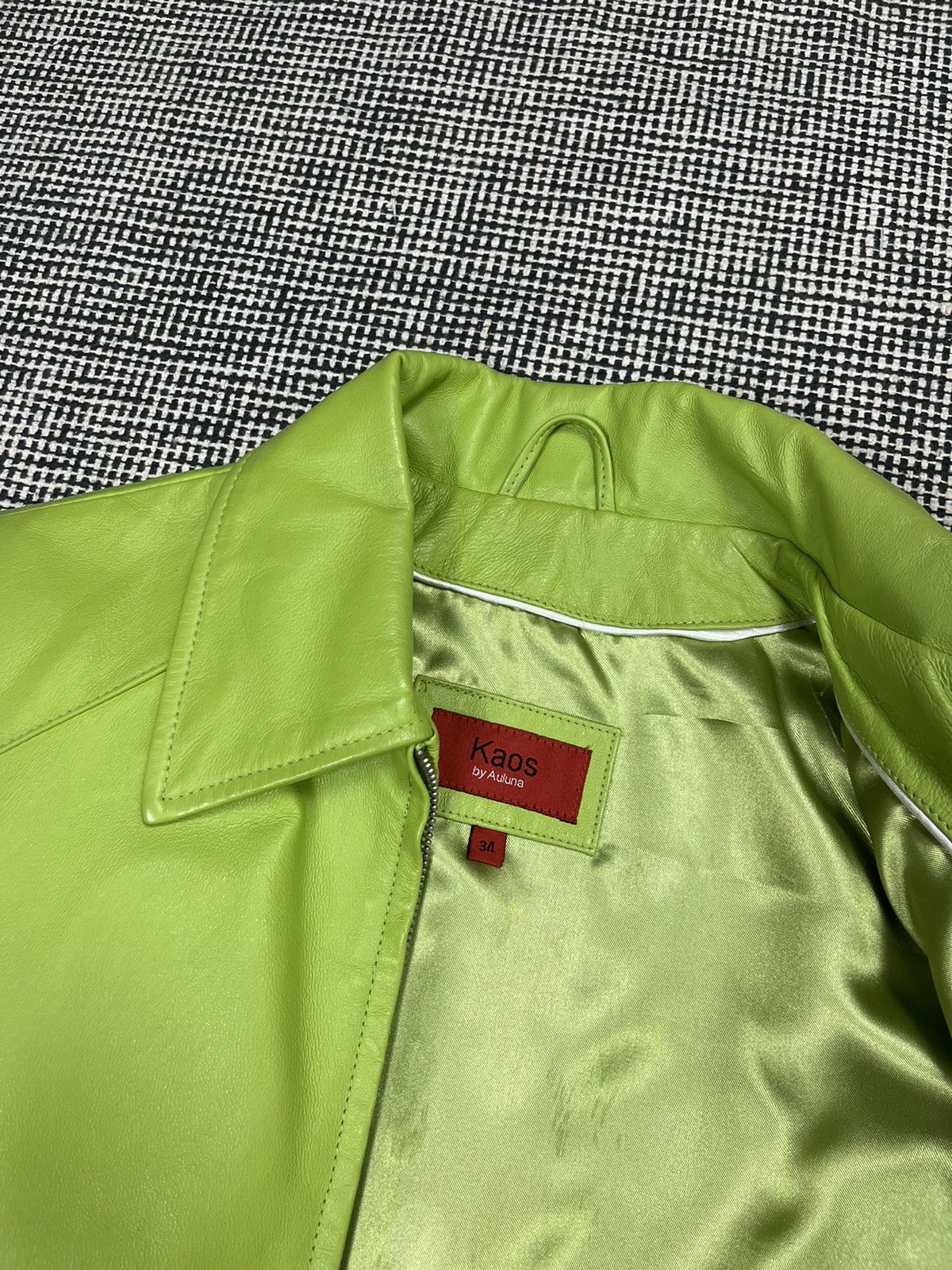 Genuine Leather rare lime green real leather zip jacket rave y2k brat Size XS / US 0-2 / IT 36-38 - 4 Thumbnail