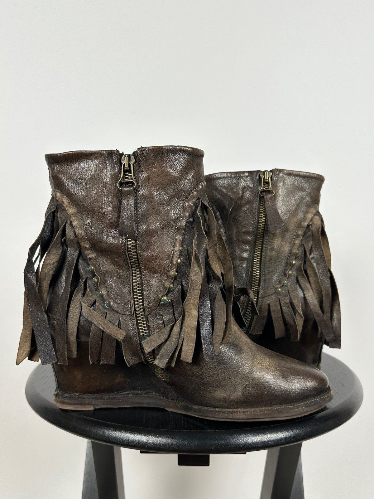 A.S.98 A.S.98. Airstep Leather Fringe Ankle Boho Western Boots Size US 7 / IT 37 - 8 Thumbnail