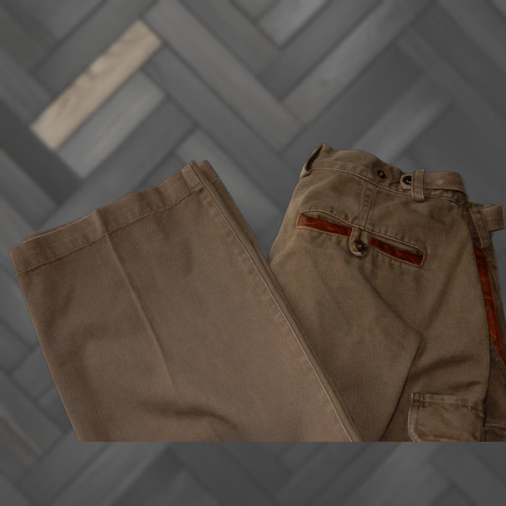 Orvis VINTAGE Orvis Men's Cargo Pants Chino Green Size 36x25 Leather Trim Size US 36 / EU 52 - 1 Thumbnail