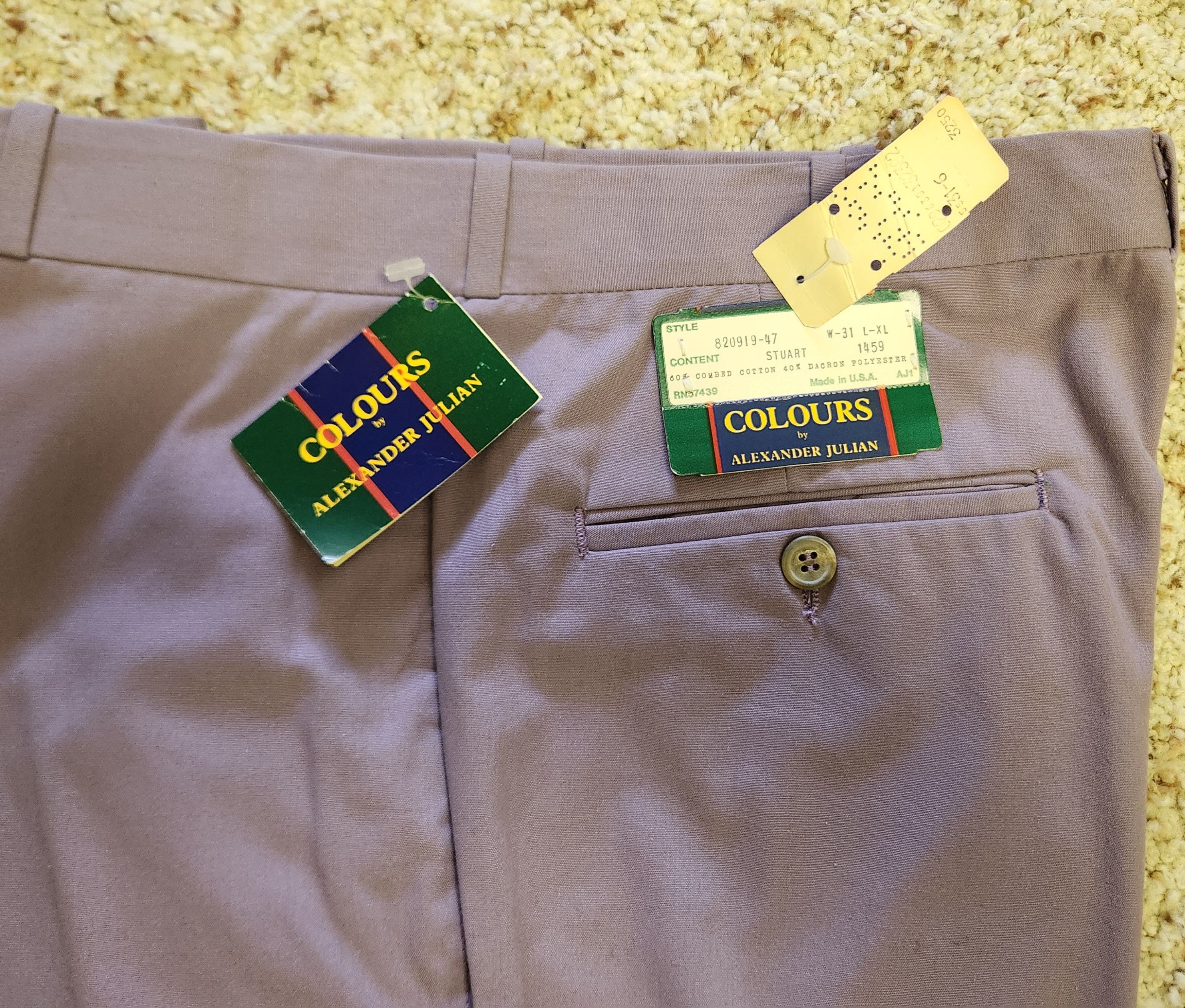 Alexander Julian men's lilac pants 31 vintage 1980s NOS Alexander Julian Size US 31 - 3 Thumbnail