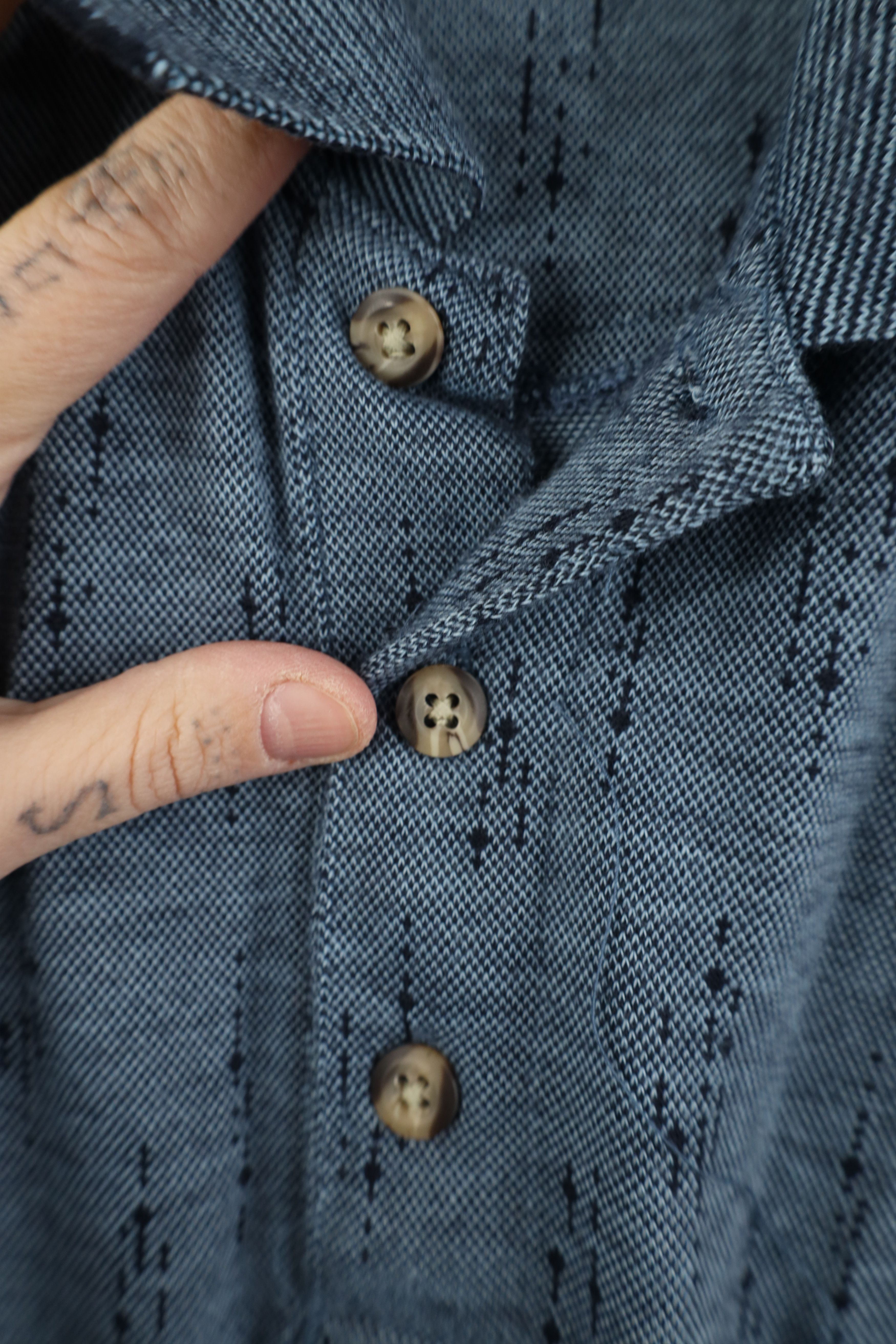 Vintage Vintage 90s Streetwear Fleck Knit Pullover Polo Shirt Blue Size US XL / EU 56 / 4 - 5 Thumbnail