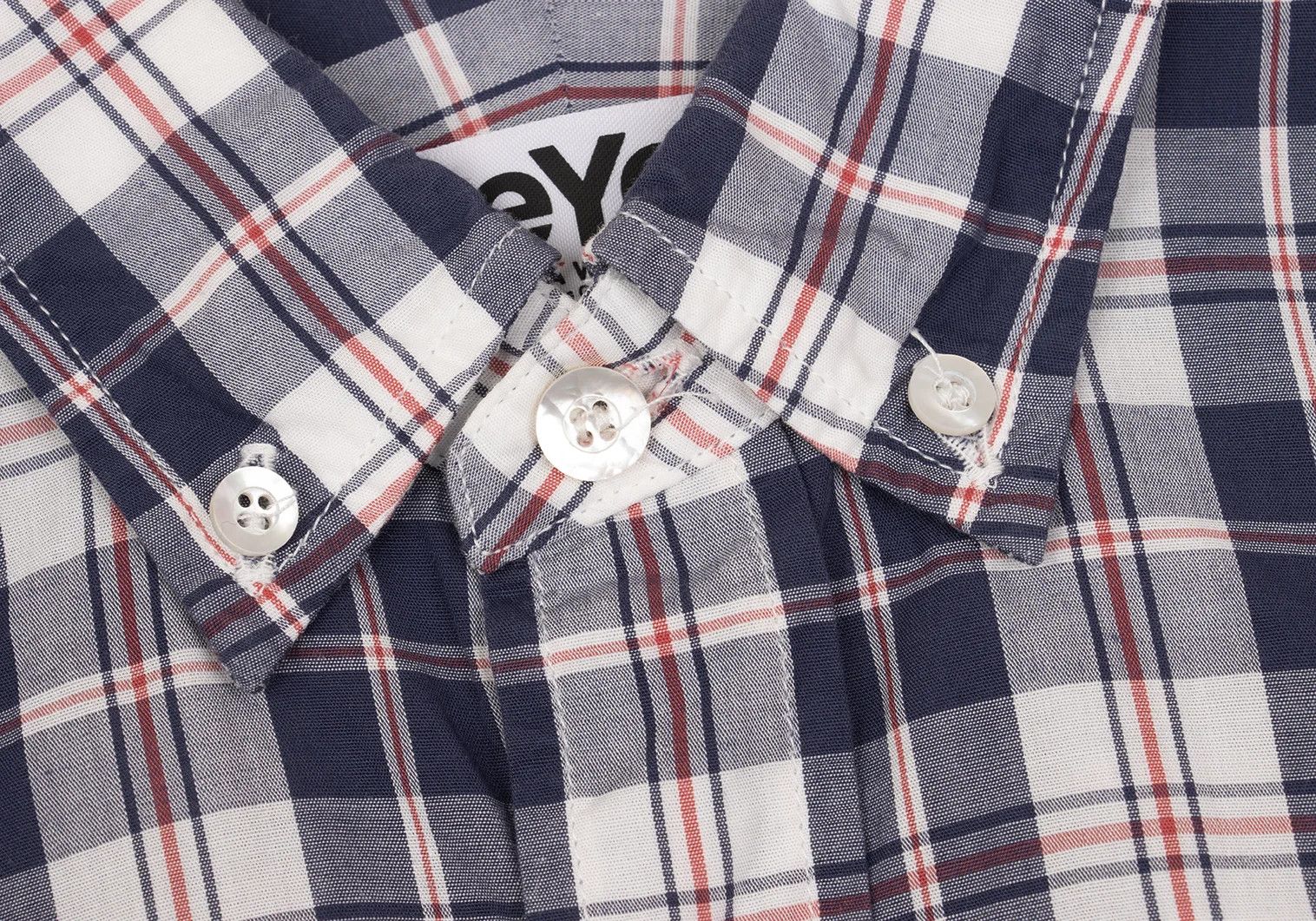 Junya Watanabe Short-Sleeve Check Shirt in Navy and White, Size XS Size US XS / EU 42 / 0 - 5 Thumbnail