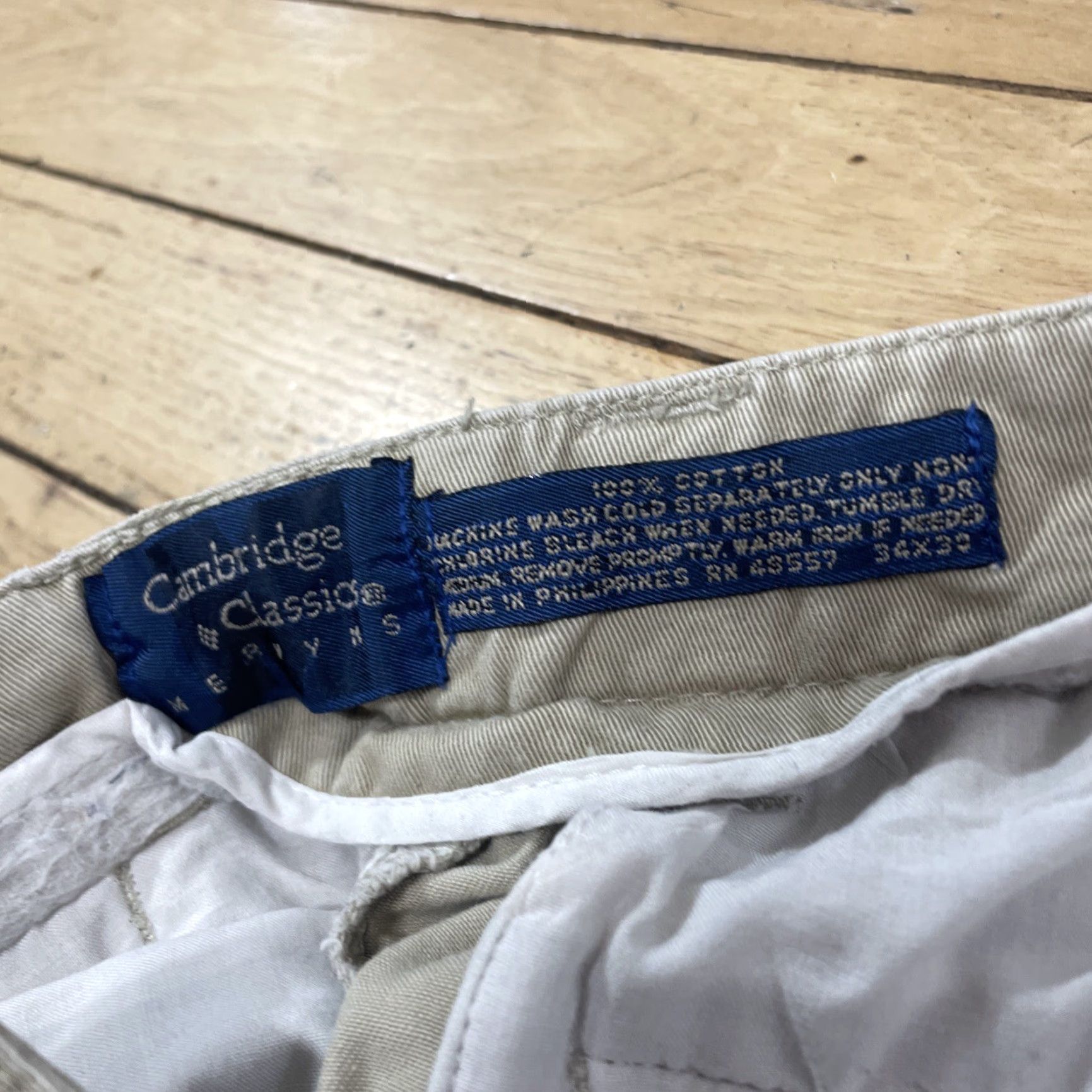 Vintage VINTAGE Cambridge Classics Men Pants 34x30 Khaki Beige 90s Casual Straight Wide Twill 34 Mens Size US 34 / EU 50 - 3 Thumbnail