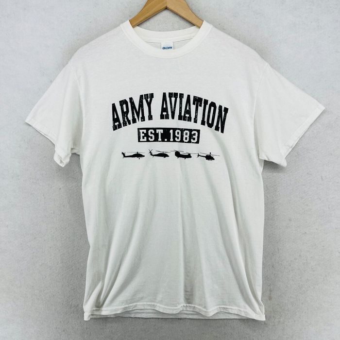 Gildan ARMY AVIATION Shirt M US Military Aircraft Helicopter Chinook ...