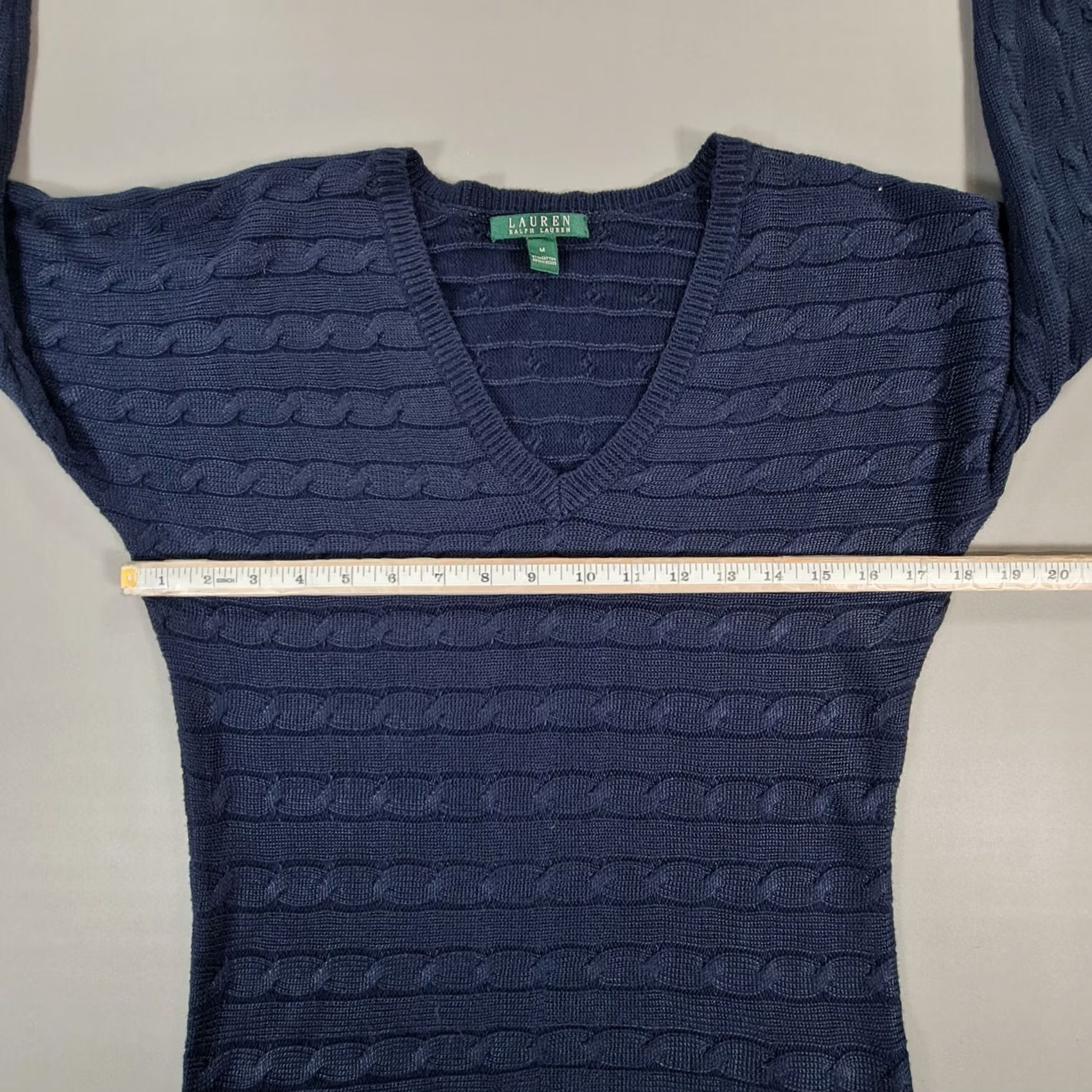 Ralph Lauren Lauren Ralph Lauren Jumper Womens V-Neck Cable-Knit Cotton Pullover Navy Medium Red Accent Logo Embroidered Casual Pullover Mens Womens Boys Girls Size M / US 6-8 / IT 42-44 - 5 Thumbnail