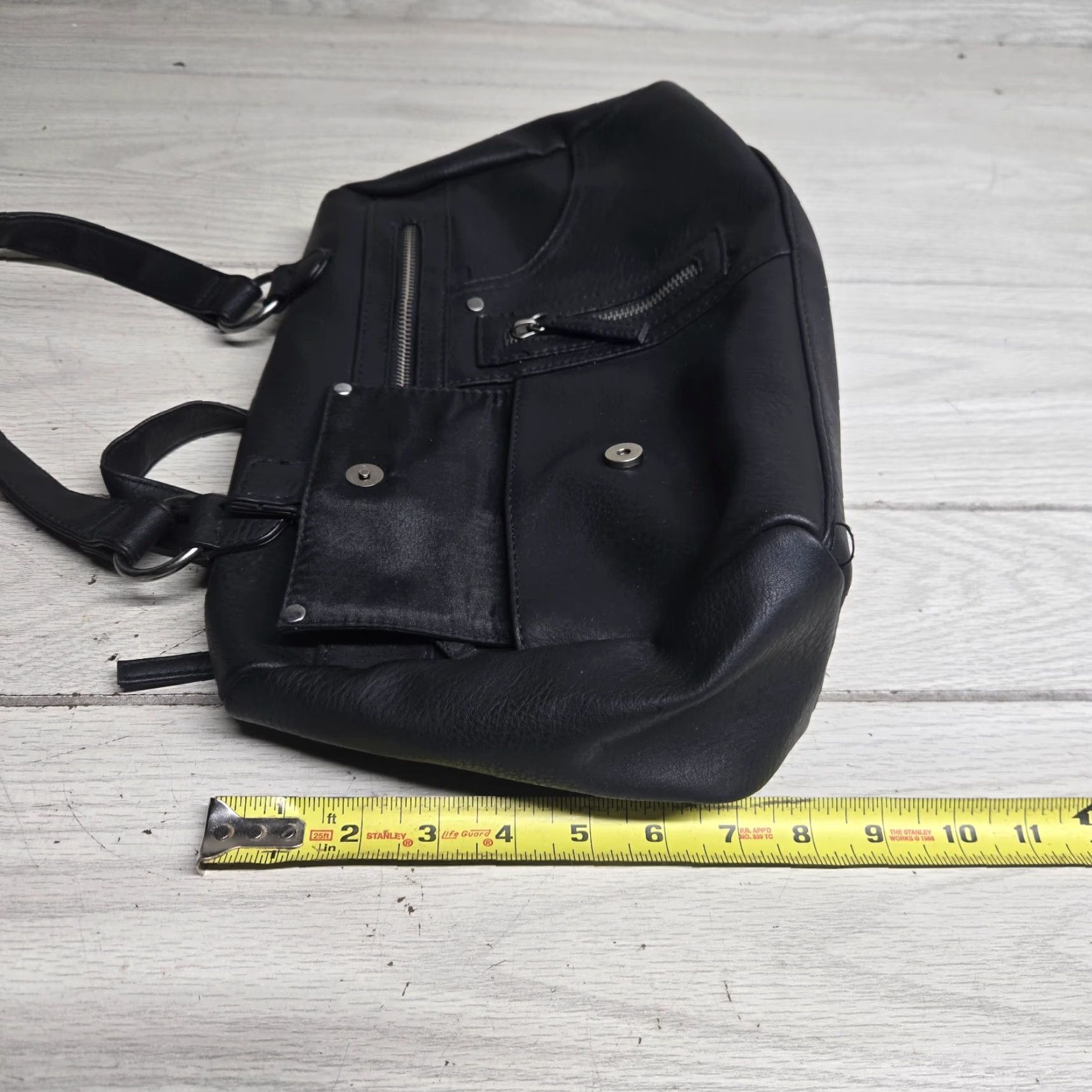 Vintage VINTAGE Cato Black Faux Leather Large Tote Shoulder Bag Purse with Tassel, Women Size ONE SIZE - 7 Thumbnail