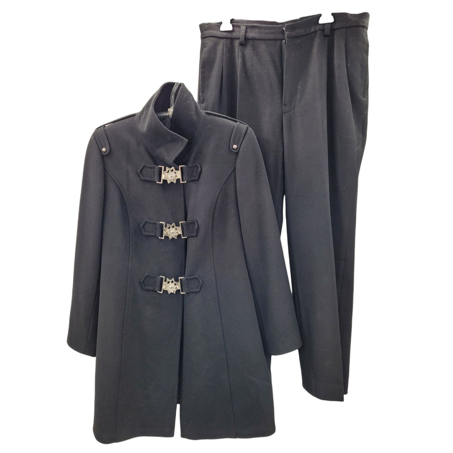 image of Vintage Star Toggle Single Breasted Military Style Pant Suit in Black, Women's (Size XL)