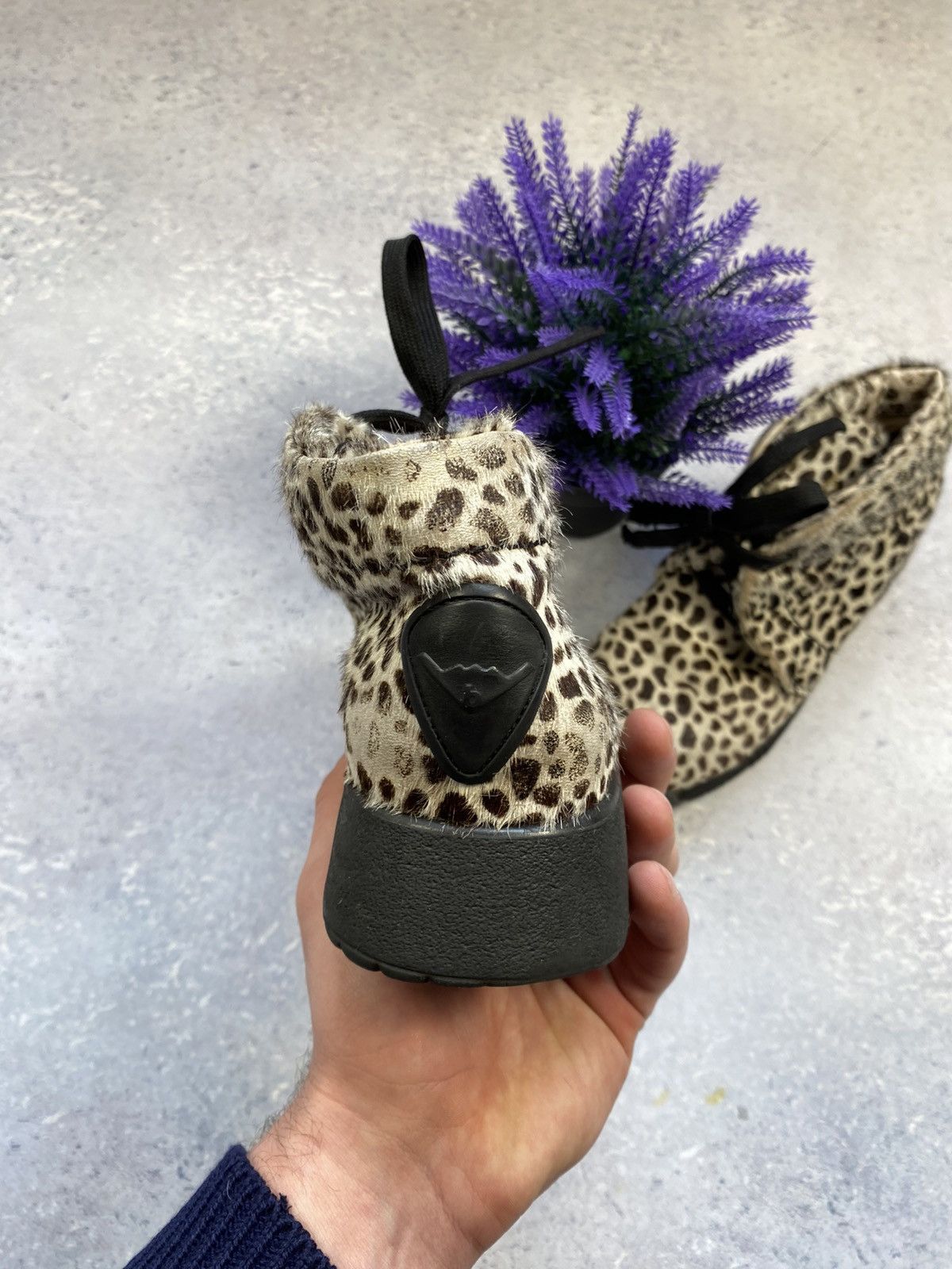 If Six Was Nine Vintage Y2K Bumper Pony Fur Leopard Lace Up Boots Size US 6 / IT 36 - 11 Thumbnail