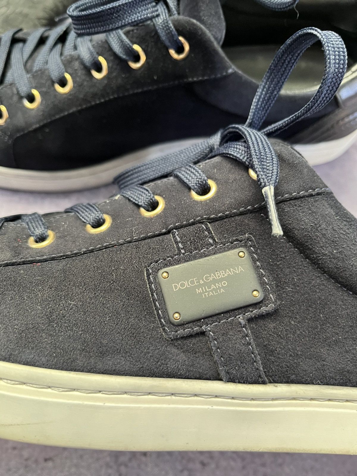 Dolce & Gabbana Low-Top Sneaker Navy Blue Suede Size US 8.5 / EU 41-42 - 3 Thumbnail