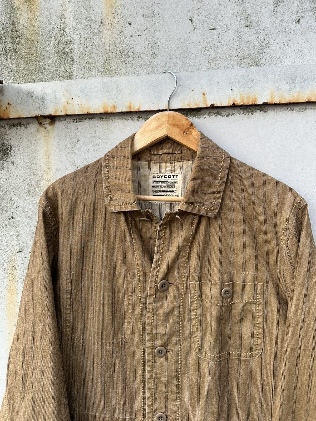 Boycott 👹Vintage Boycott Brown Striped Chore Jacket Size US M / EU 48-50 / 2 - 5 Thumbnail