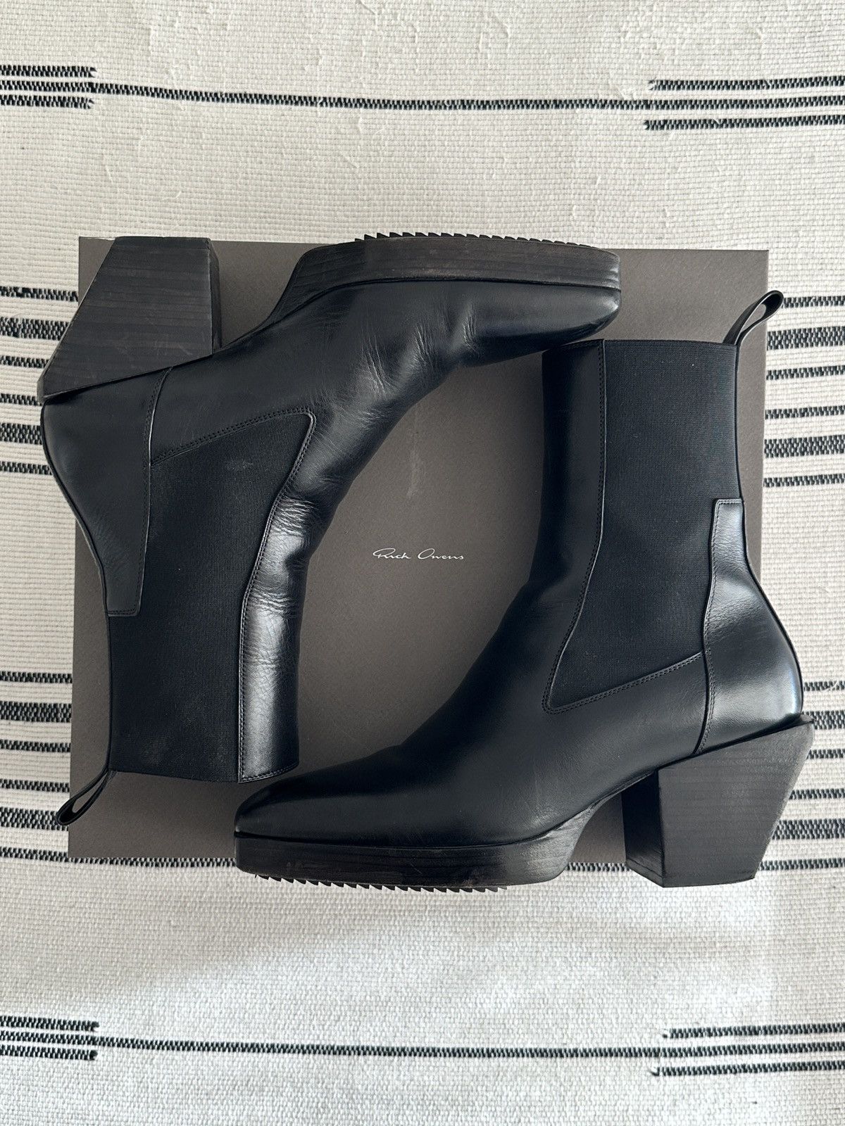 Rick Owens RICK OWENS Black Leather Heeled Sliver Boots | Grailed