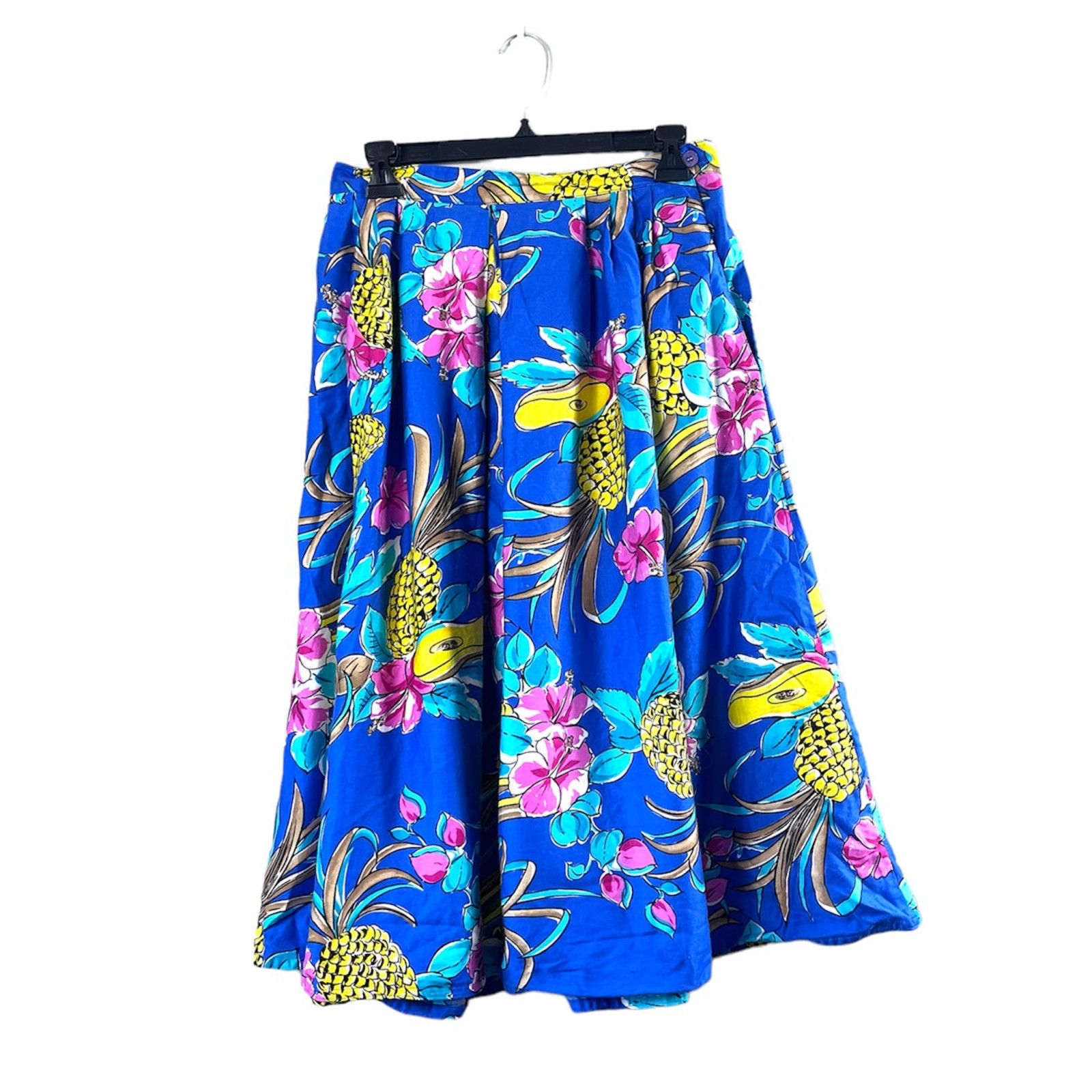 Vintage Vintage Vibrant Paula Saker Pineapple Floral Skirt 10 Size 32" / US 10 / IT 46 - 1 Thumbnail