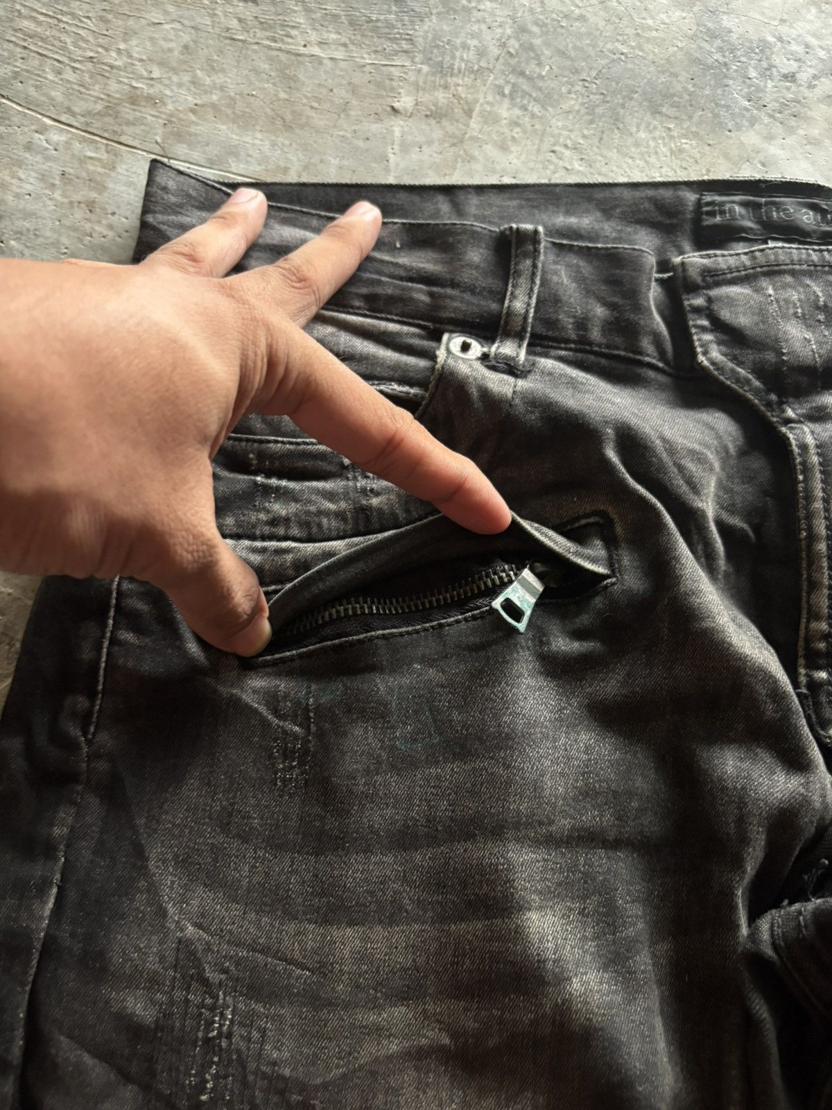 In The Attic IN THE ATTIC BIKER PANT BALMAIN STYLE SASHIKO DISTRESSED Size US 34 / EU 50 - 11 Thumbnail