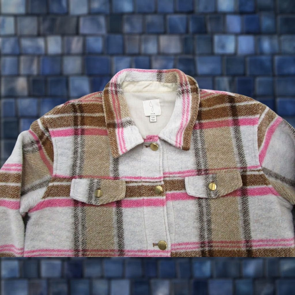Joie Joie Shacket Plaid Pockets Chore Jacket Button Up Size L Wool Blend Women's Casual Jacket Size L / US 10 / IT 46 - 1 Thumbnail