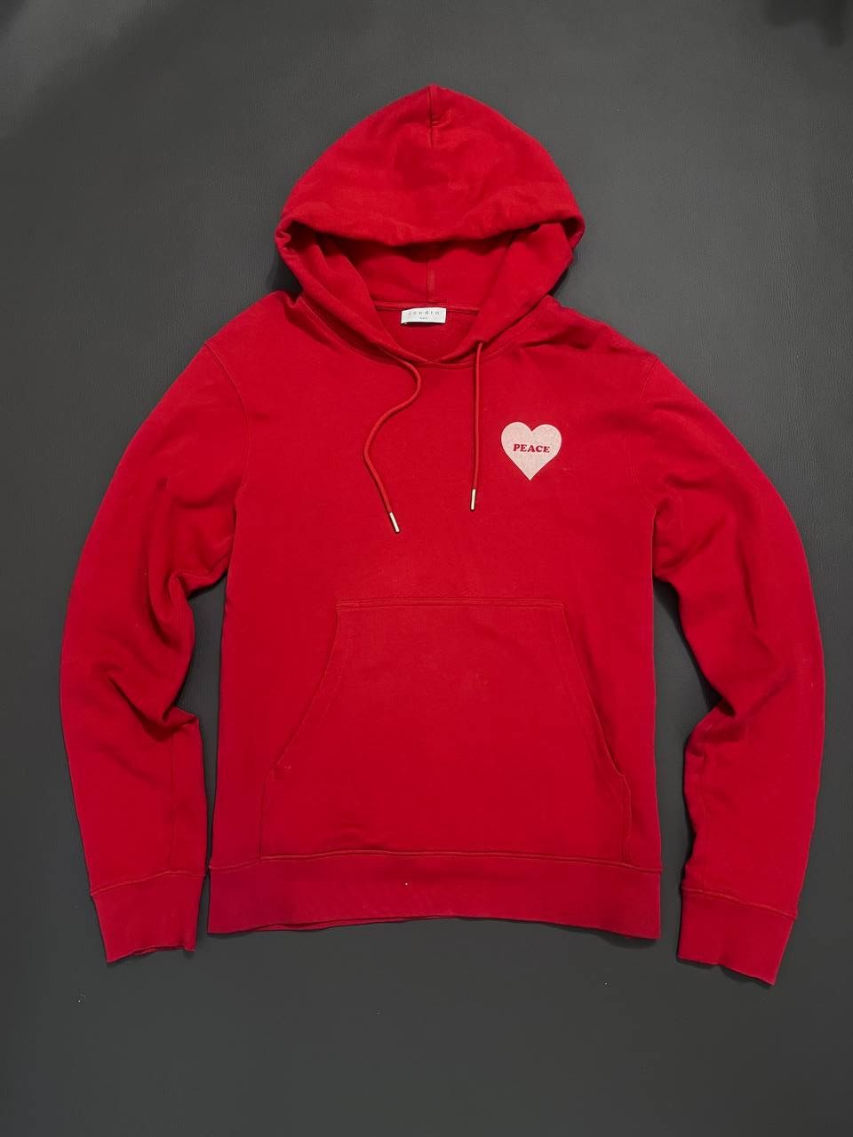 Designer × Sandro Sandro - Flocked Loopback Cotton-Jersey Hoodie - Red Size US S / EU 44-46 / 1 - 1 Thumbnail