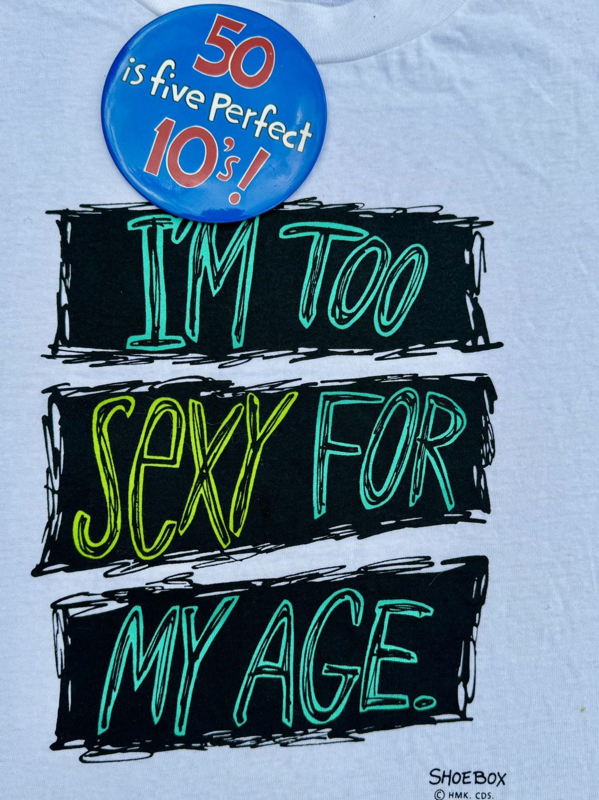 Jerzees × Vintage Vintage 50 Over The Hill Age 90’s Vintage Humor T-Shirt Size US XL / EU 56 / 4 - 6 Thumbnail