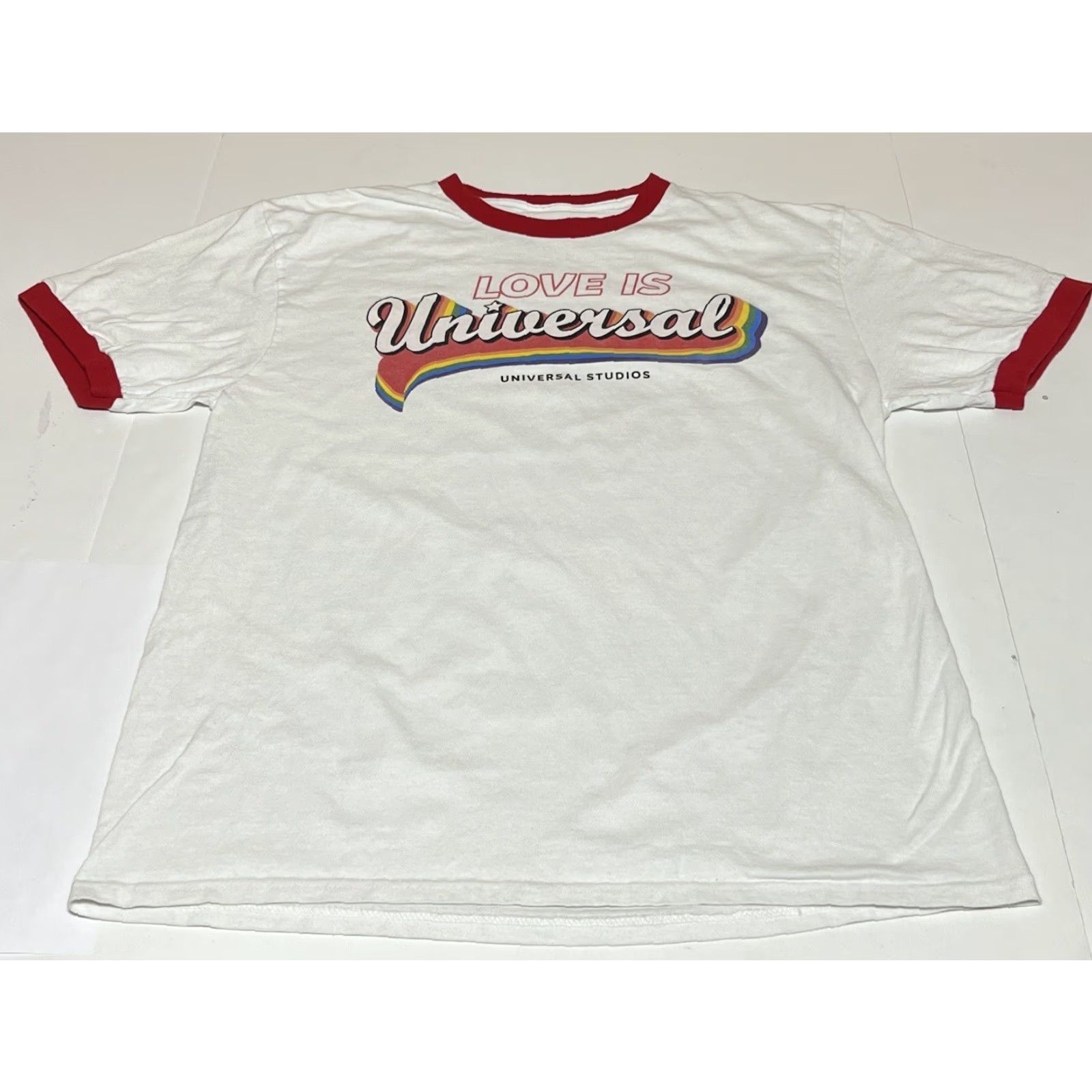 Vintage VINTAGE Universal Studios Love Is Universal T-Shirt Men Large Ringer Graphic White Red Size US L / EU 52-54 / 3 - 2 Thumbnail