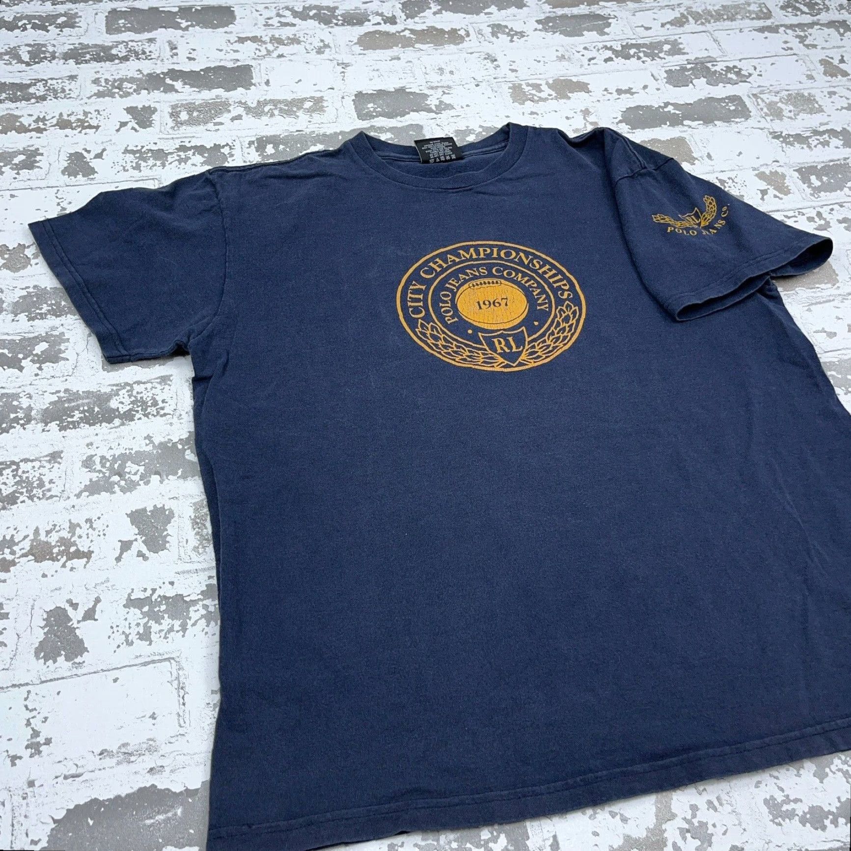 Ralph Lauren VINTAGE Ralph Lauren Shirt Men Medium Blue Polo Jeans Y2K 90s Football Champions Size US M / EU 48-50 / 2 - 7 Thumbnail