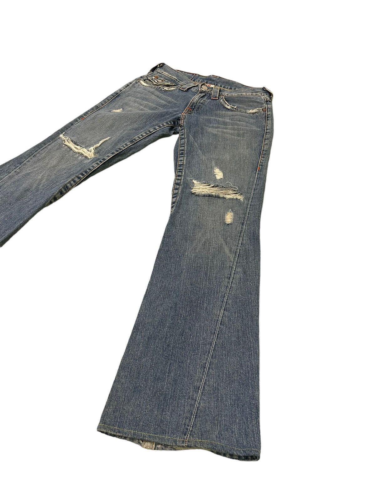 Japanese Brand Flare Jeans True Religion USA Distress Boot Cut 8🟦2 Size US 30 / EU 46 - 3 Thumbnail